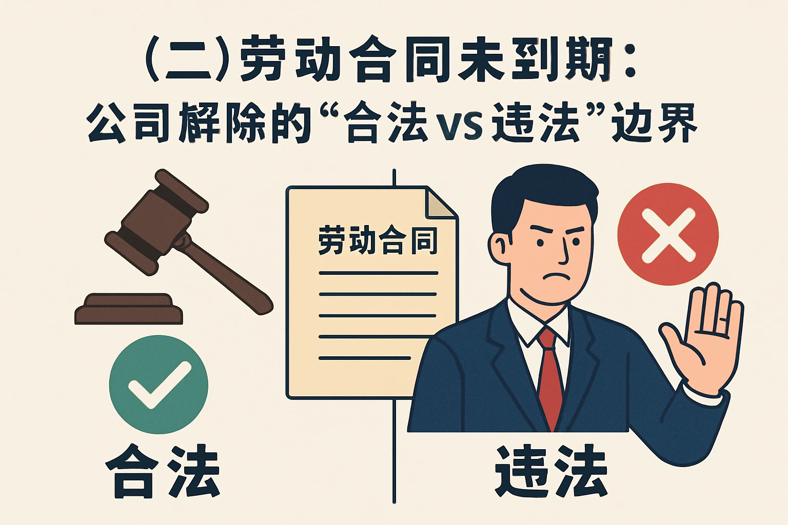 (二)劳动合同未到期:公司解除的“合法vs违法”边界