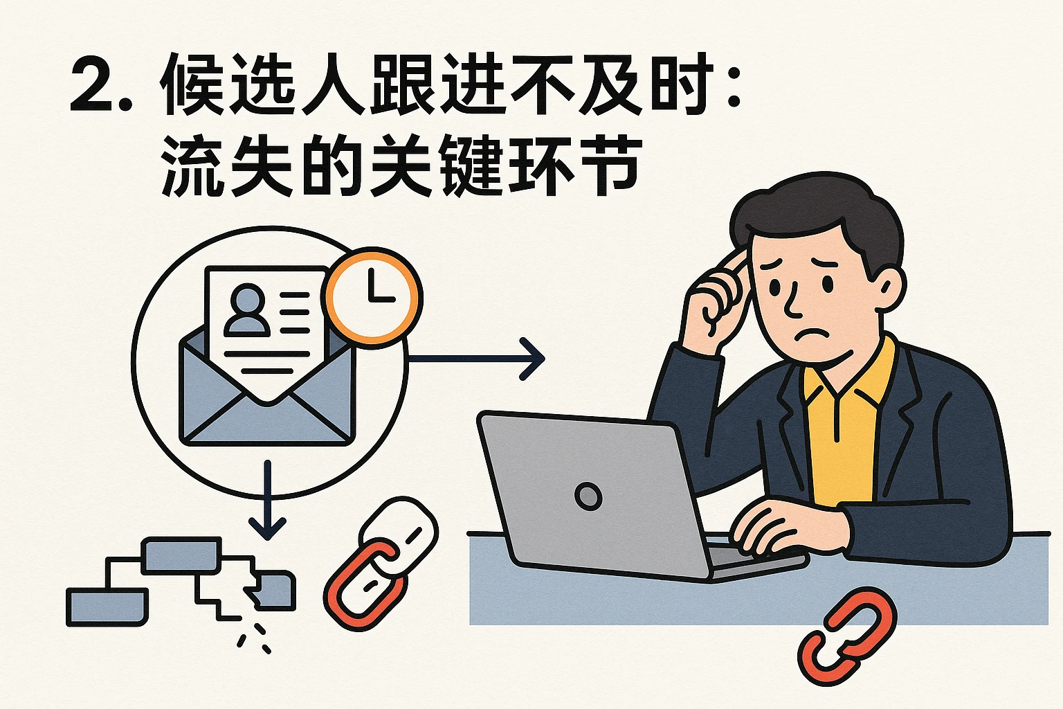 2. 候选人跟进不及时:流失的关键环节