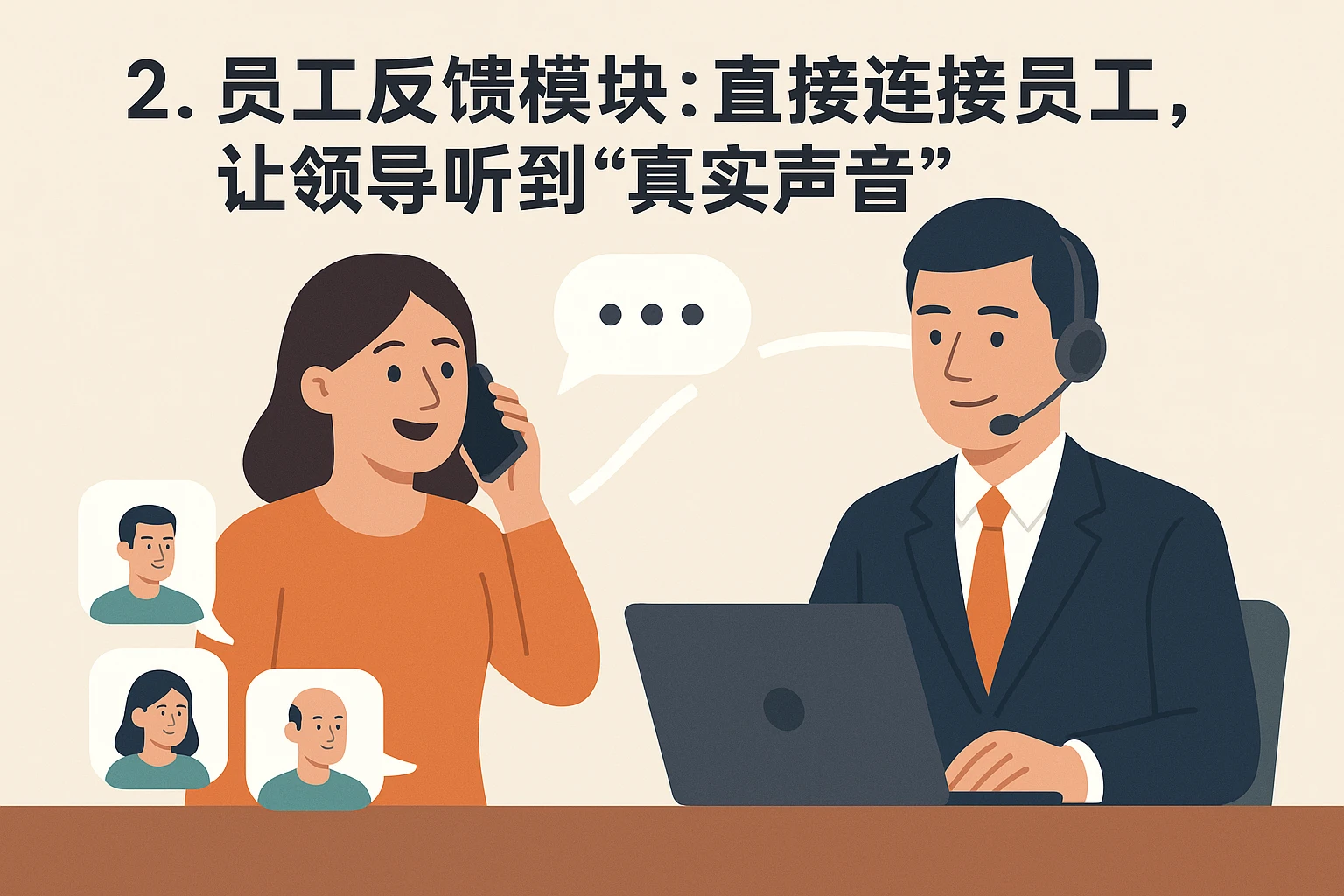 2. 员工反馈模块:直接连接员工,让领导听到“真实声音”