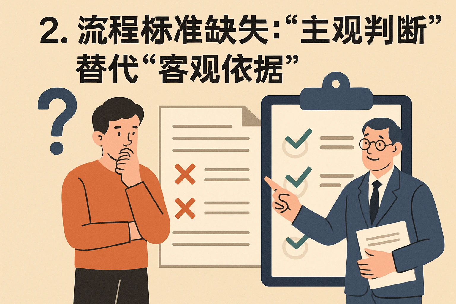 2. 流程标准缺失：“主观判断”替代“客观依据”