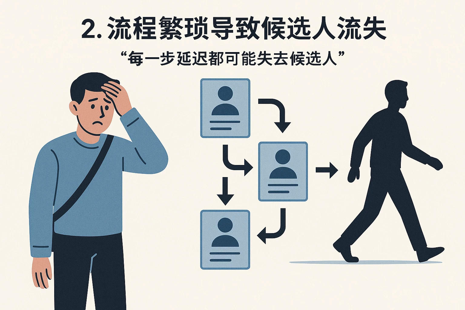 2. 流程繁琐导致候选人流失:“每一步延迟都可能失去候选人”