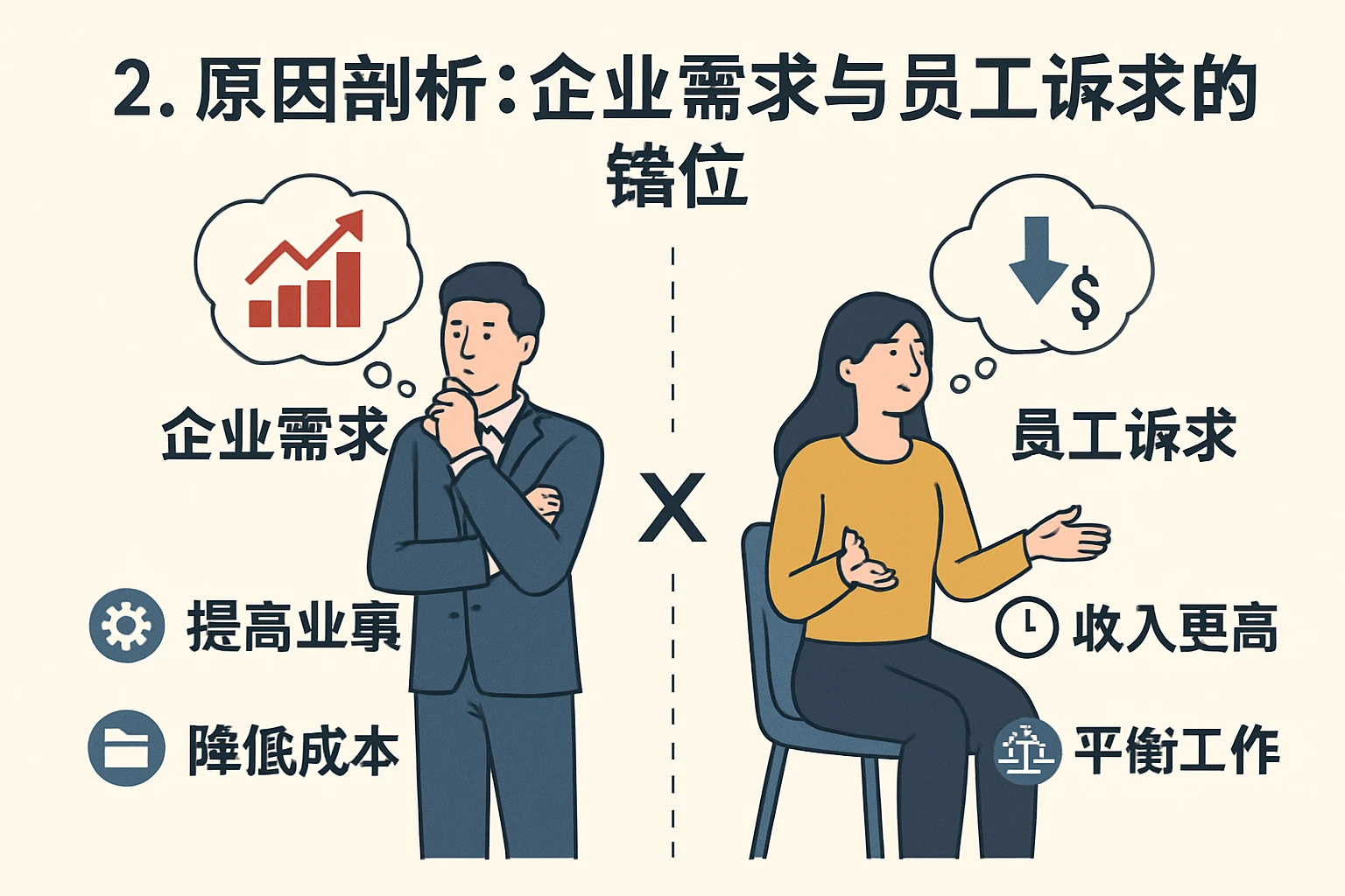 2. 原因剖析：企业需求与员工诉求的错位
