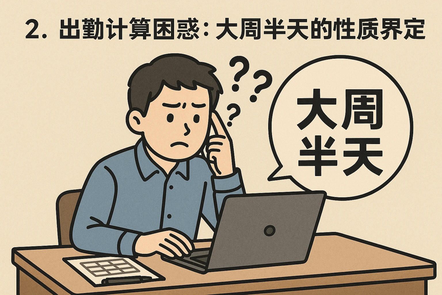 2. 出勤计算困惑:大周半天的性质界定