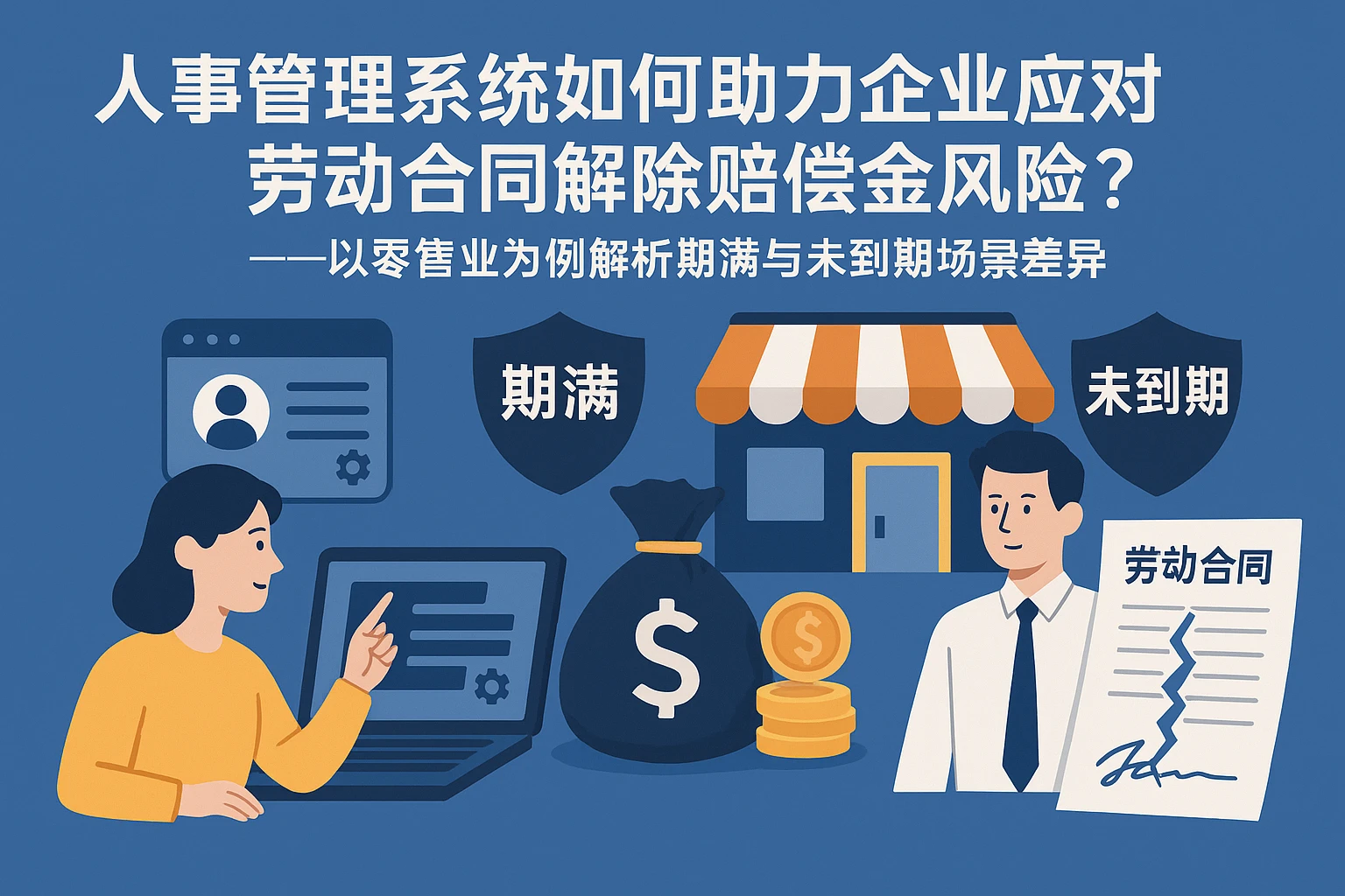 人事管理系统如何助力企业应对劳动合同解除赔偿金风险?——以零售业为例解析期满与未到期场景差异