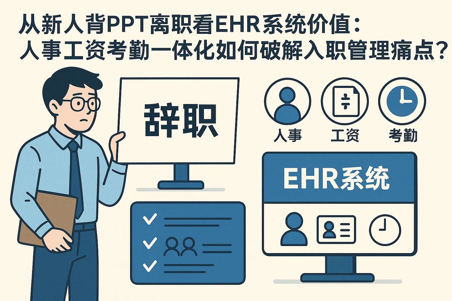 从新人背PPT离职看EHR系统价值：人事工资考勤一体化如何破解入职管理痛点？
