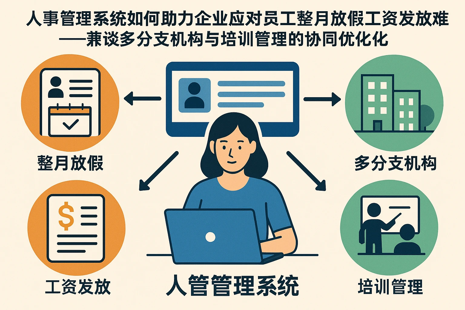 人事管理系统如何助力企业应对员工整月放假工资发放难题——兼谈多分支机构与培训管理的协同优化