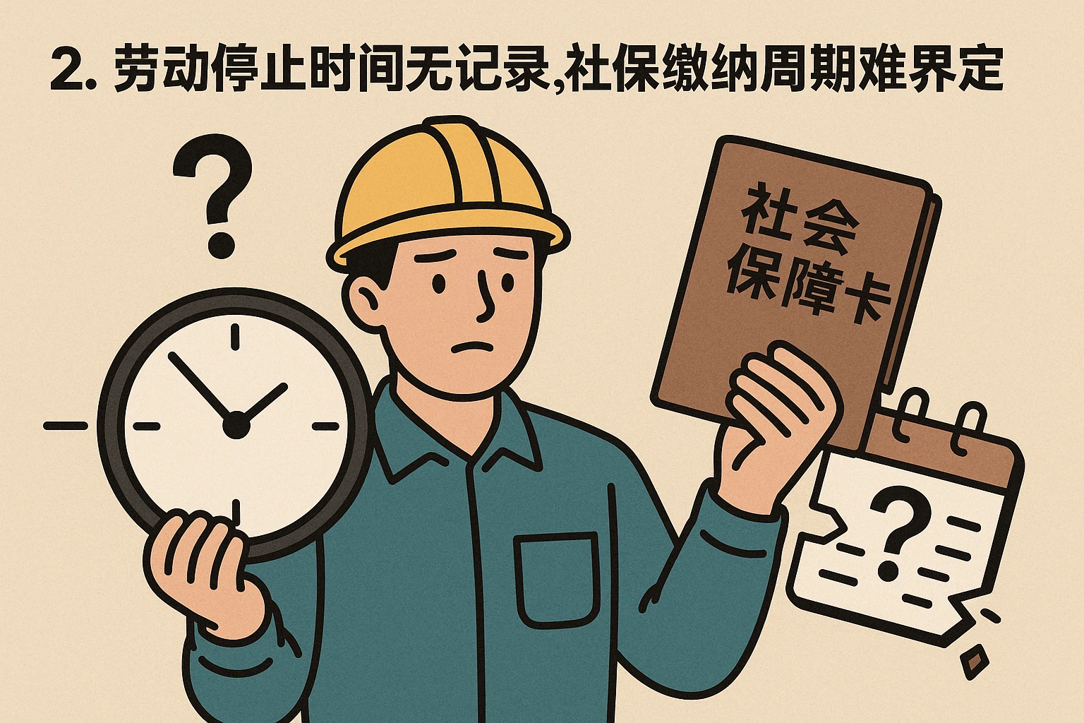 2. 劳动停止时间无记录，社保缴纳周期难界定