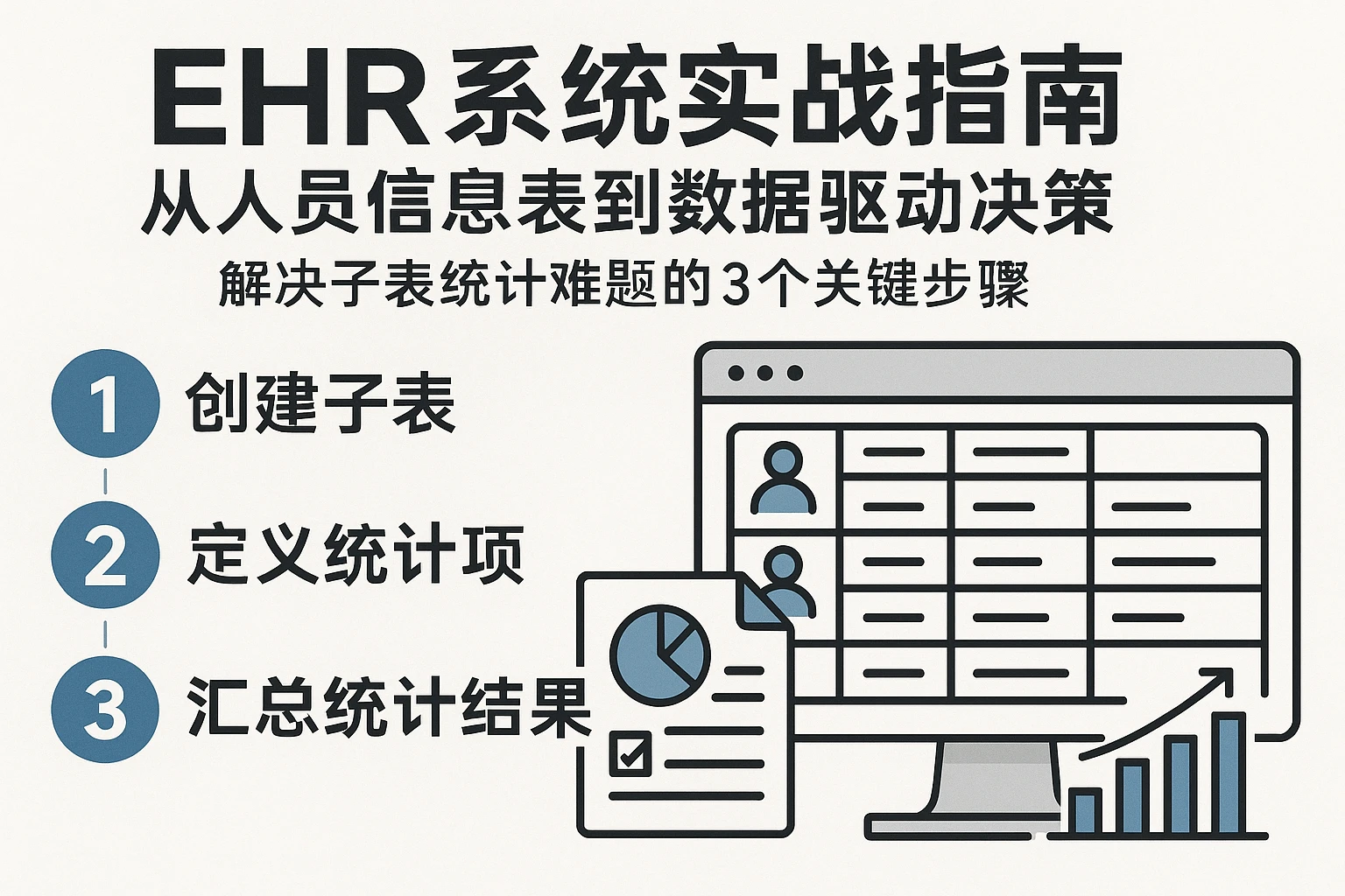 EHR系统实战指南：从人员信息表到数据驱动决策——解决子表统计难题的3个关键步骤