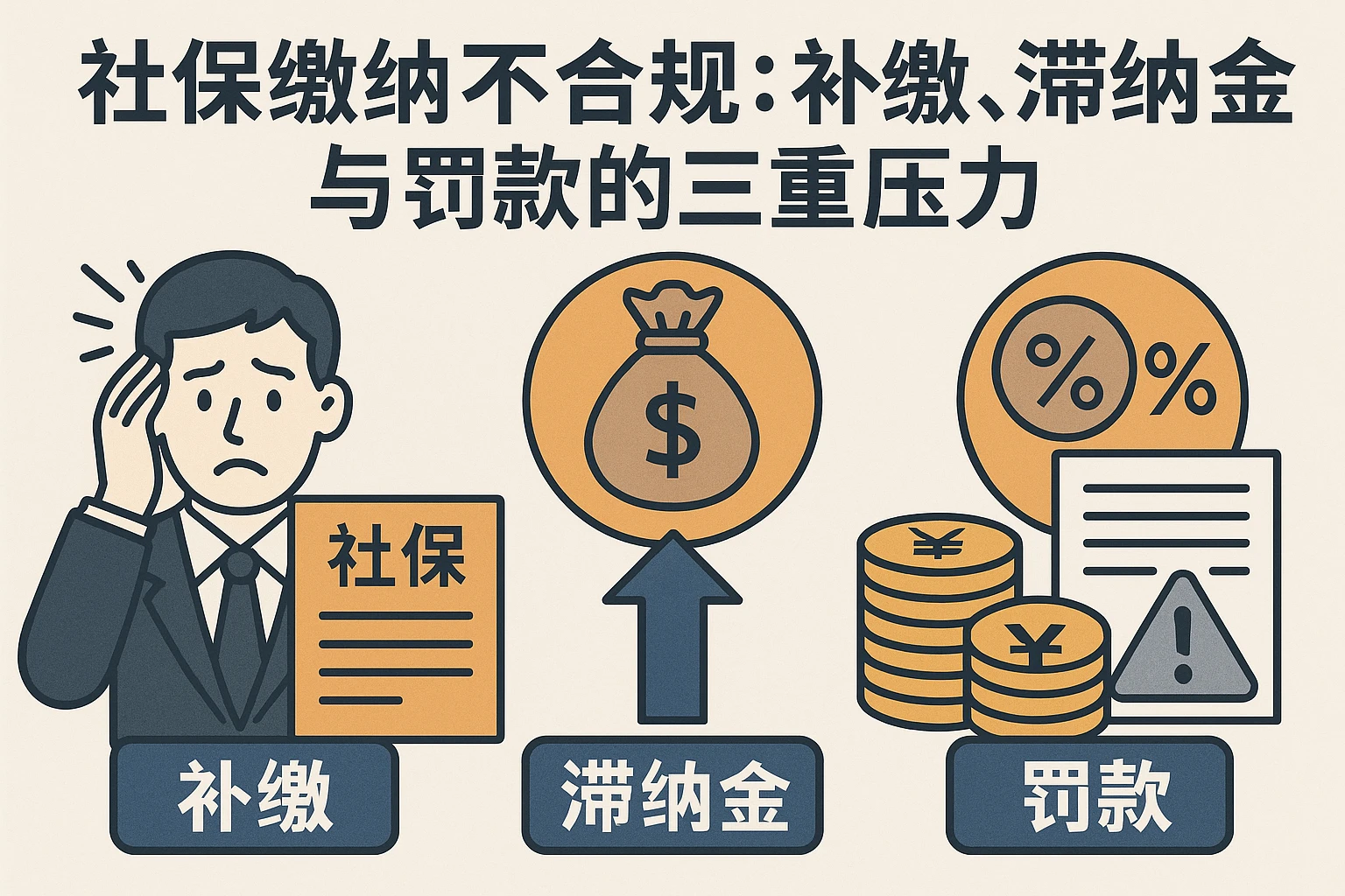 2. 社保缴纳不合规：补缴、滞纳金与罚款的三重压力