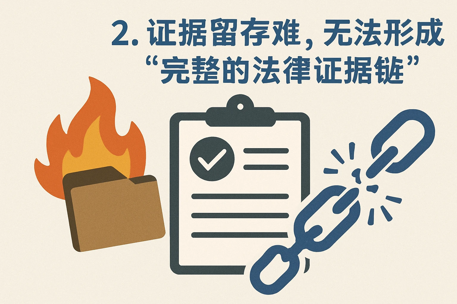 2. 证据留存难，无法形成“完整的法律证据链”