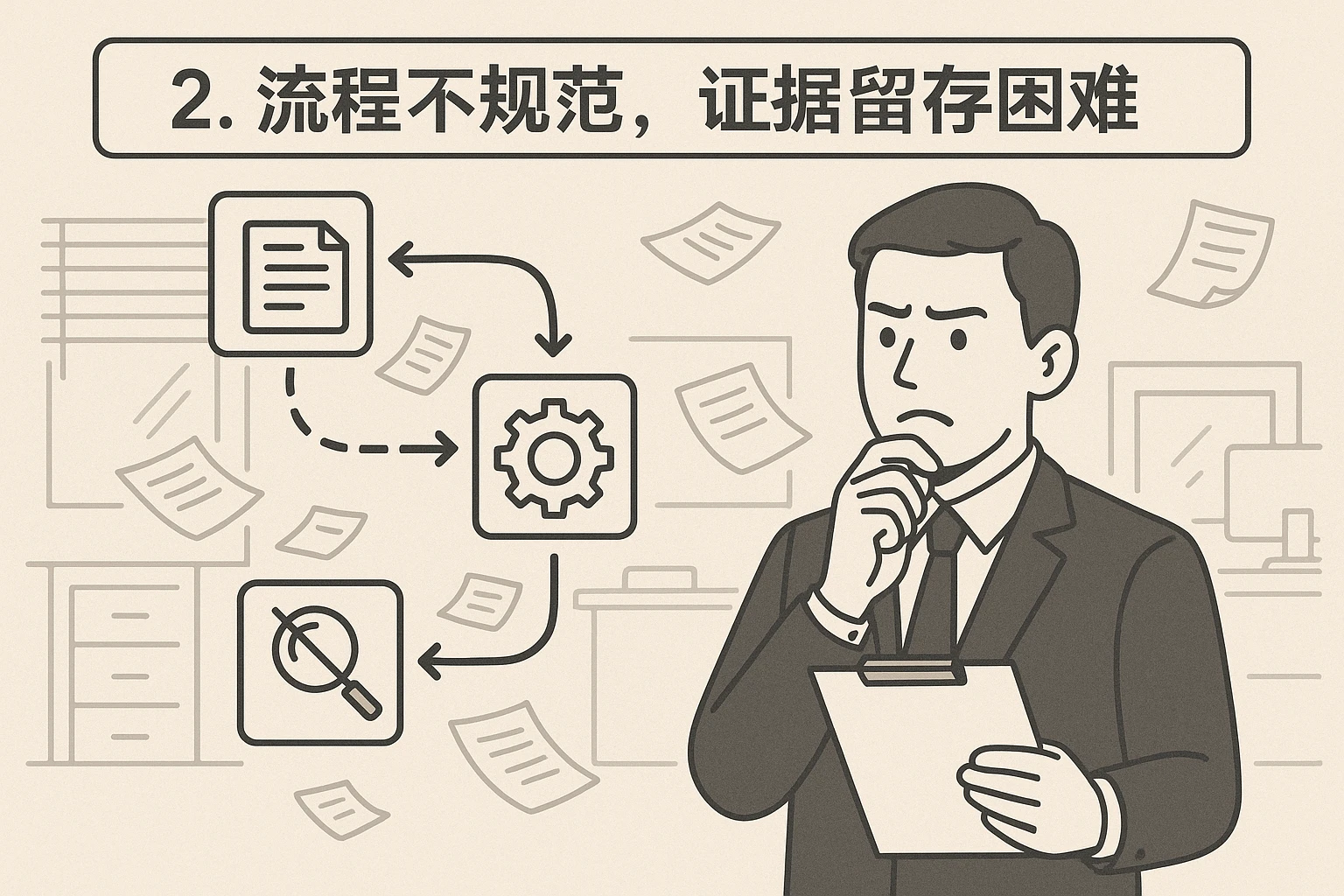 2. 流程不规范，证据留存困难