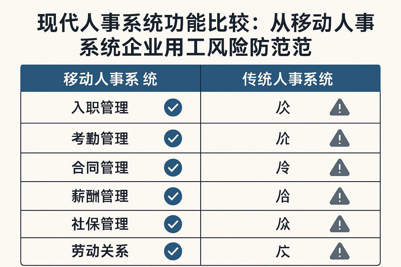 现代人事系统功能比较：从移动人事系统看企业用工风险防范