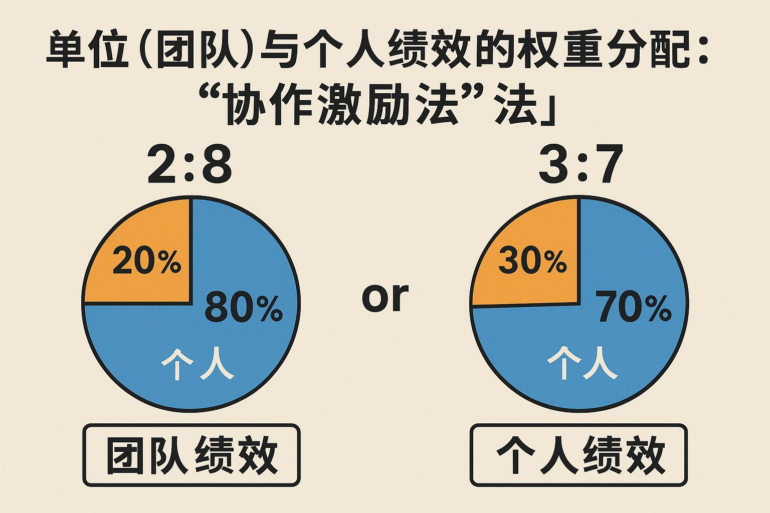 2. 单位（团队）与个人绩效的权重分配：2:8或3:7的“协作激励法”