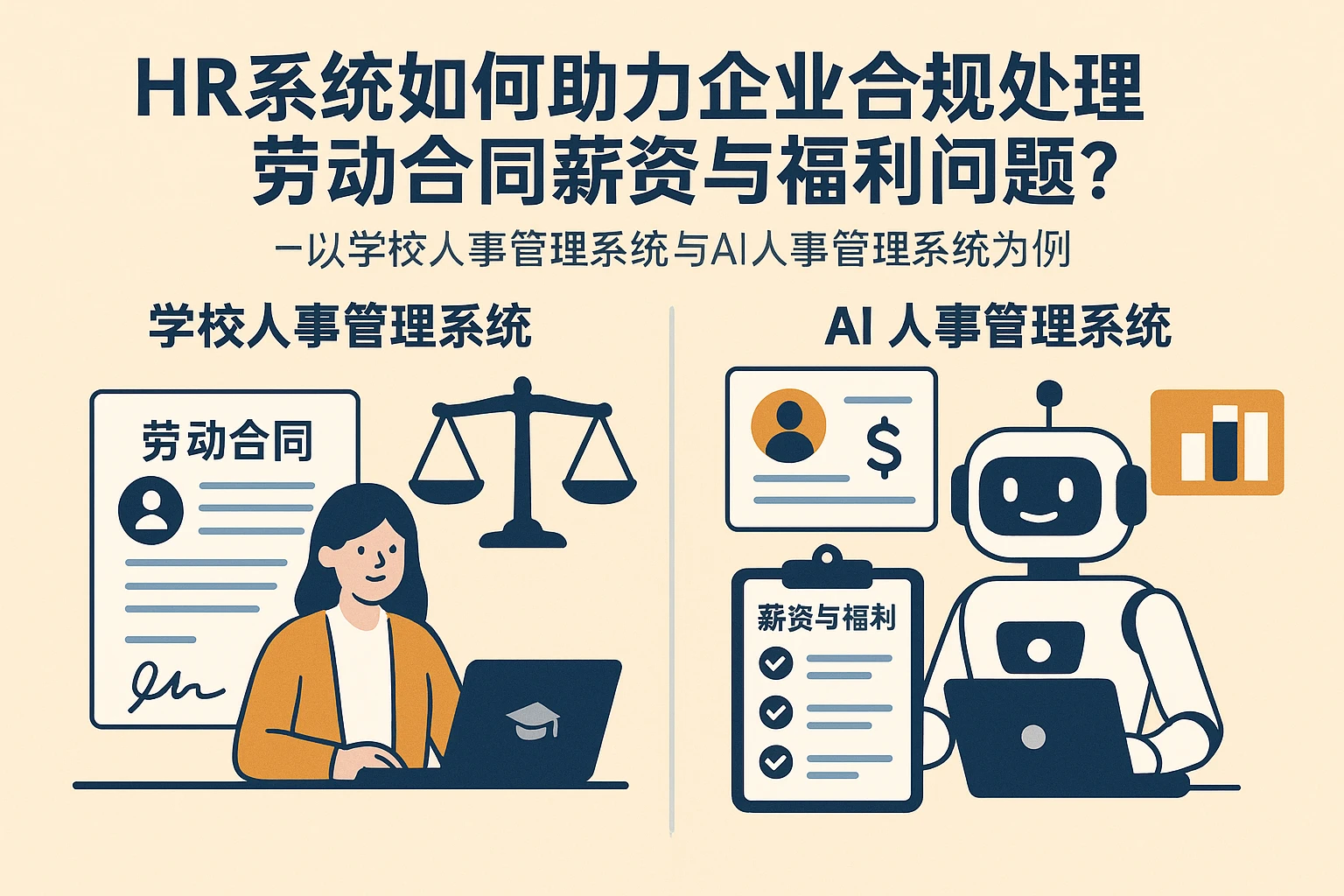 HR系统如何助力企业合规处理劳动合同薪资与福利问题?——以学校人事管理系统与AI人事管理系统为例