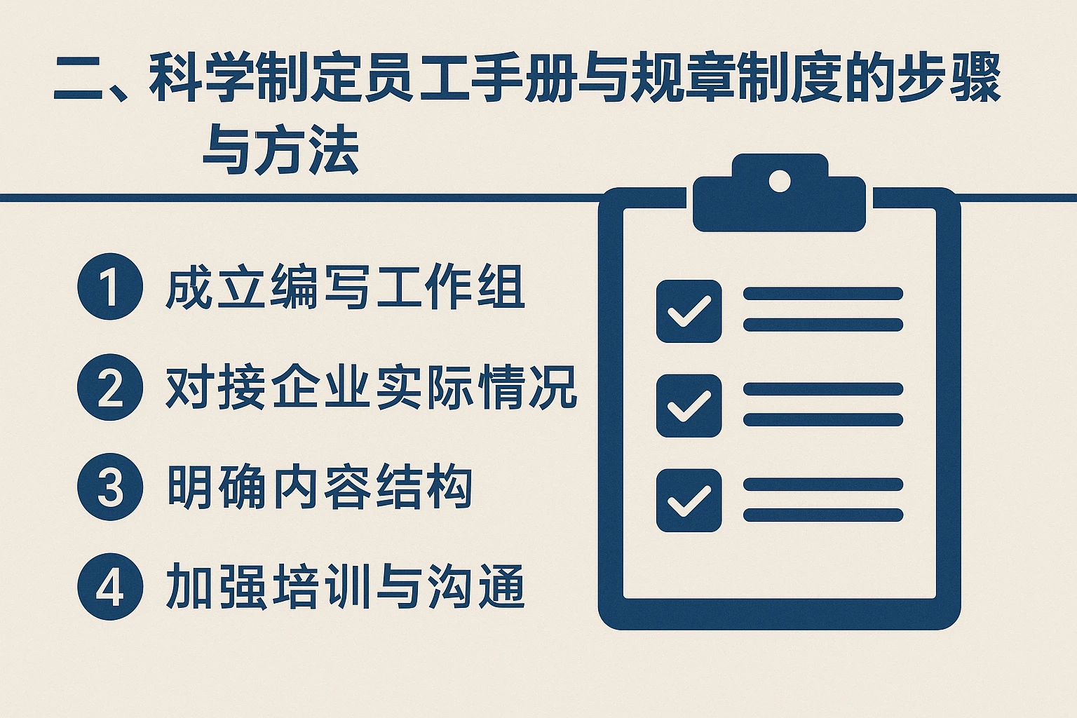 二、科学制定员工手册与规章制度的步骤与方法