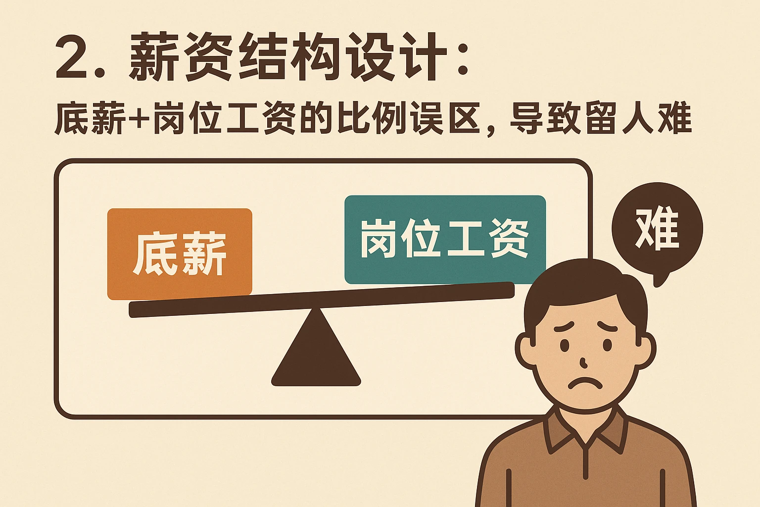 2. 薪资结构设计：底薪+岗位工资的比例误区，导致留人难
