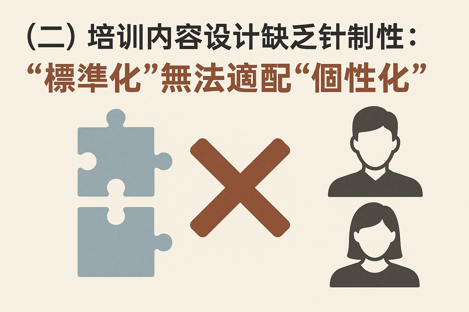 （二）培训内容设计缺乏针对性：“标准化”无法适配“个性化”