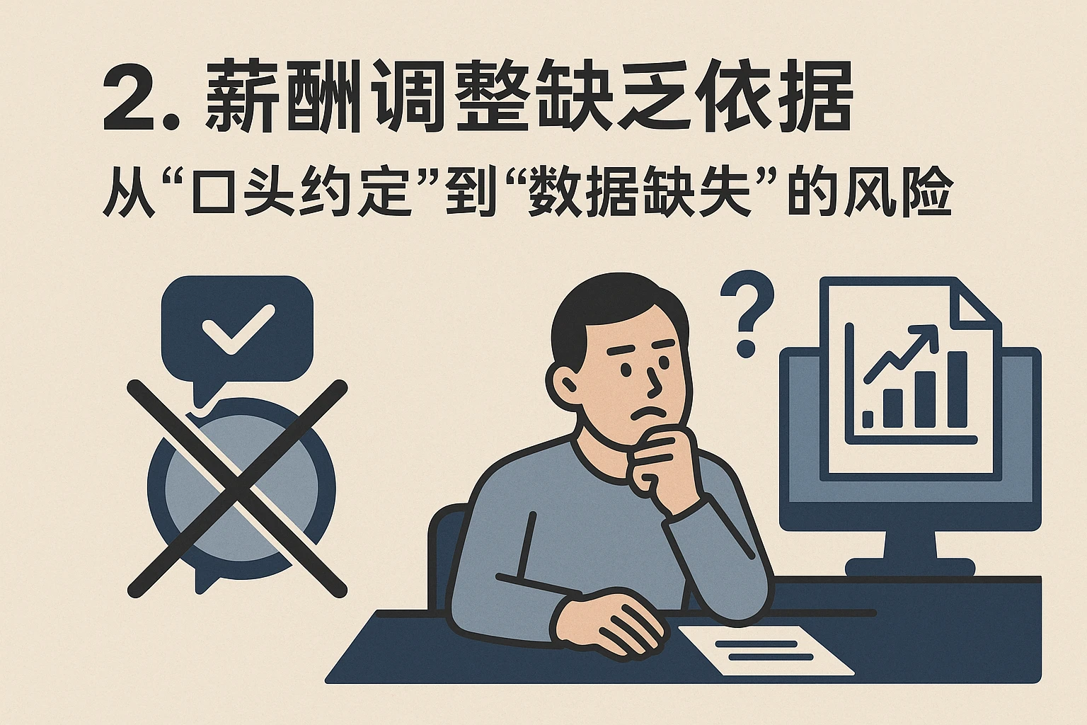 2. 薪酬调整缺乏依据:从“口头约定”到“数据缺失”的风险