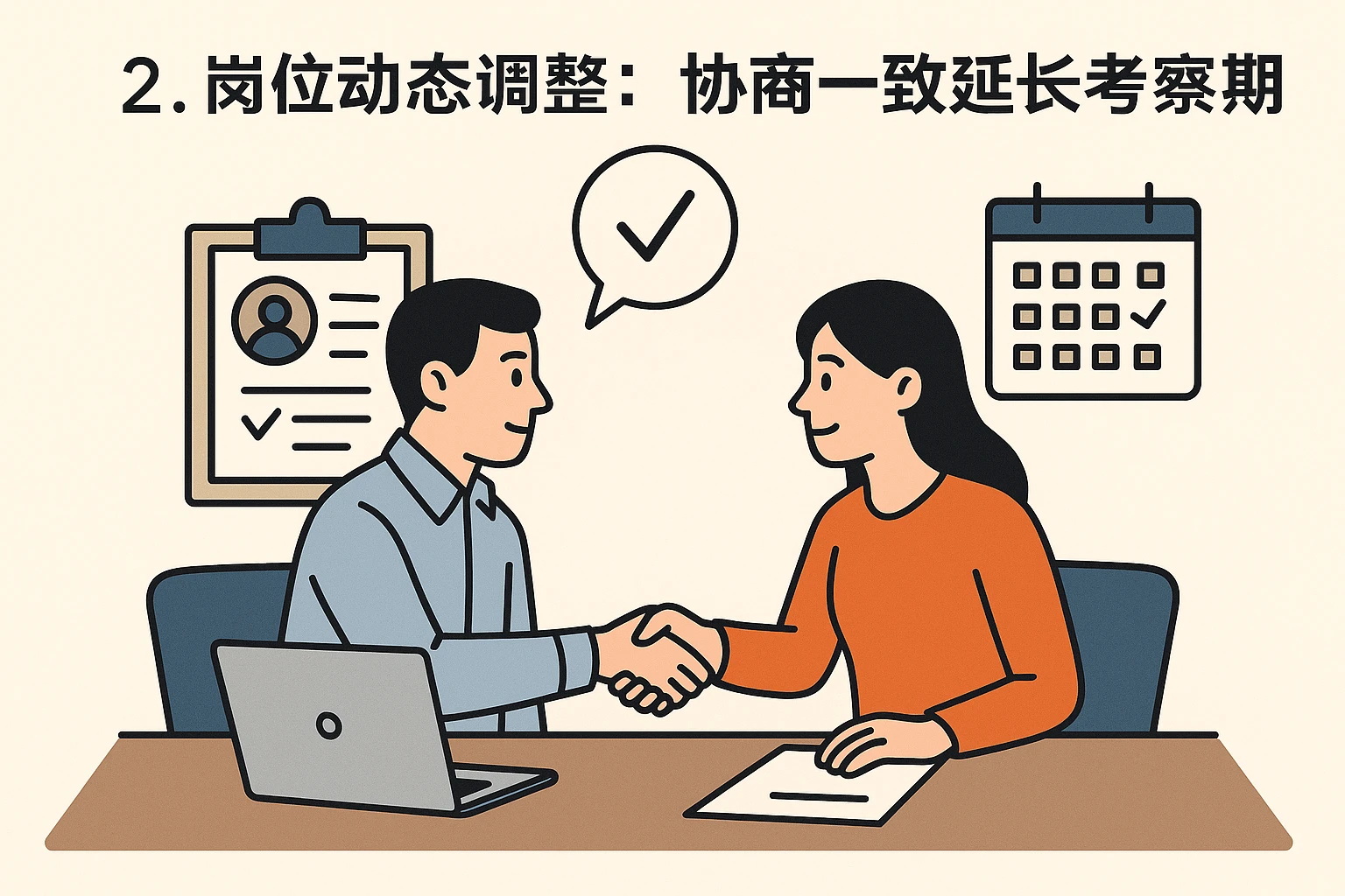 2. 岗位动态调整：协商一致延长考察期