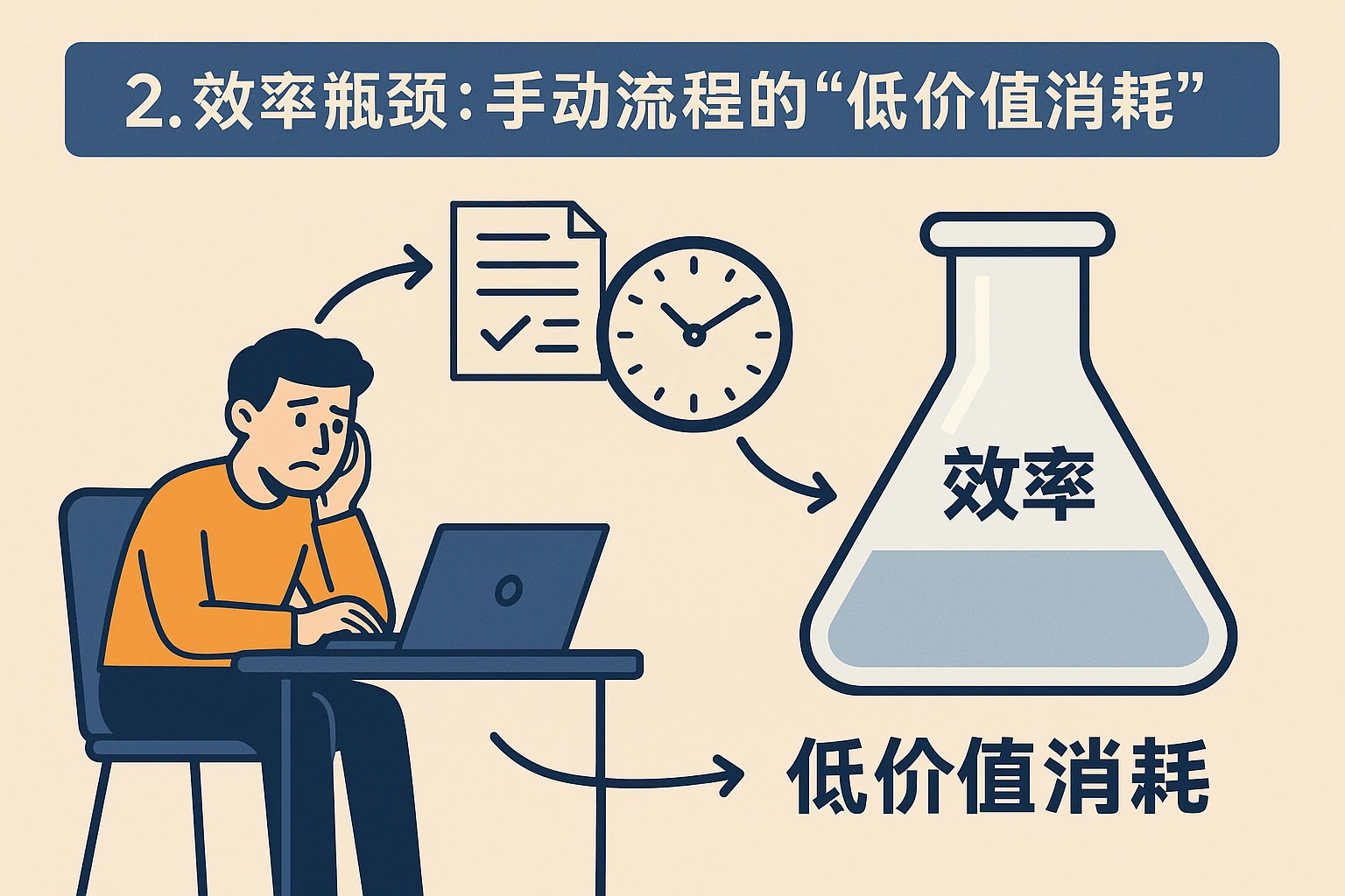 2. 效率瓶颈：手动流程的“低价值消耗”