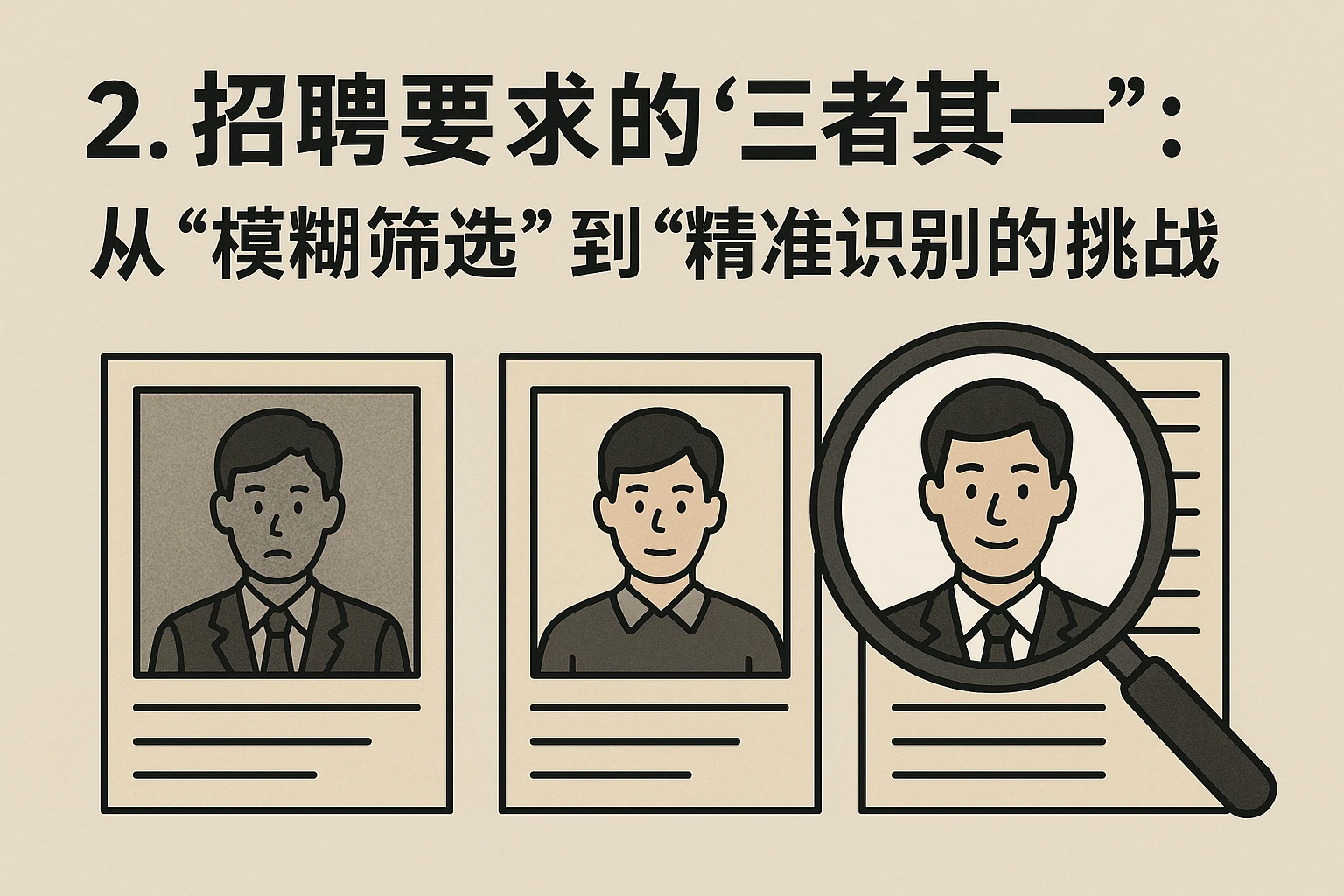 2. 招聘要求的“三者其一”：从“模糊筛选”到“精准识别”的挑战
