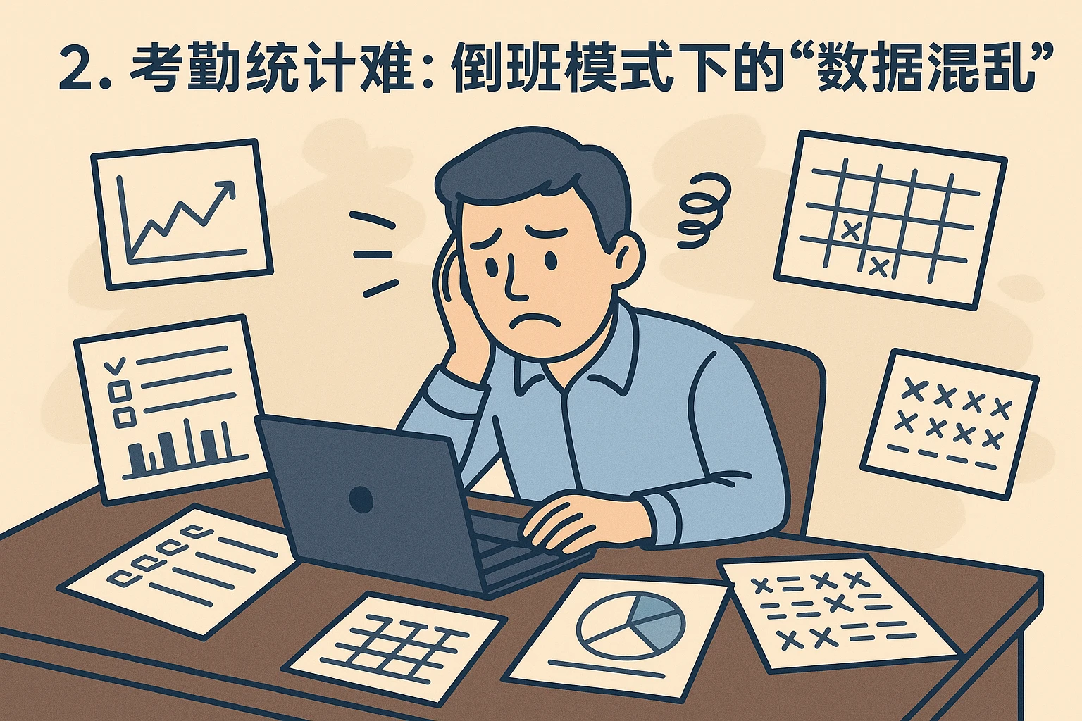 2. 考勤统计难：倒班模式下的“数据混乱”