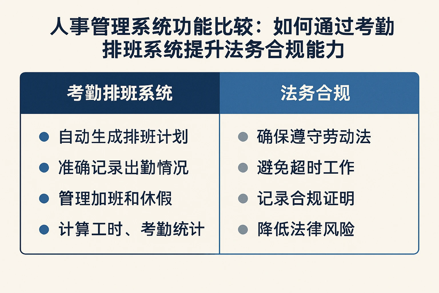人事管理系统功能比较：如何通过考勤排班系统提升法务合规能力