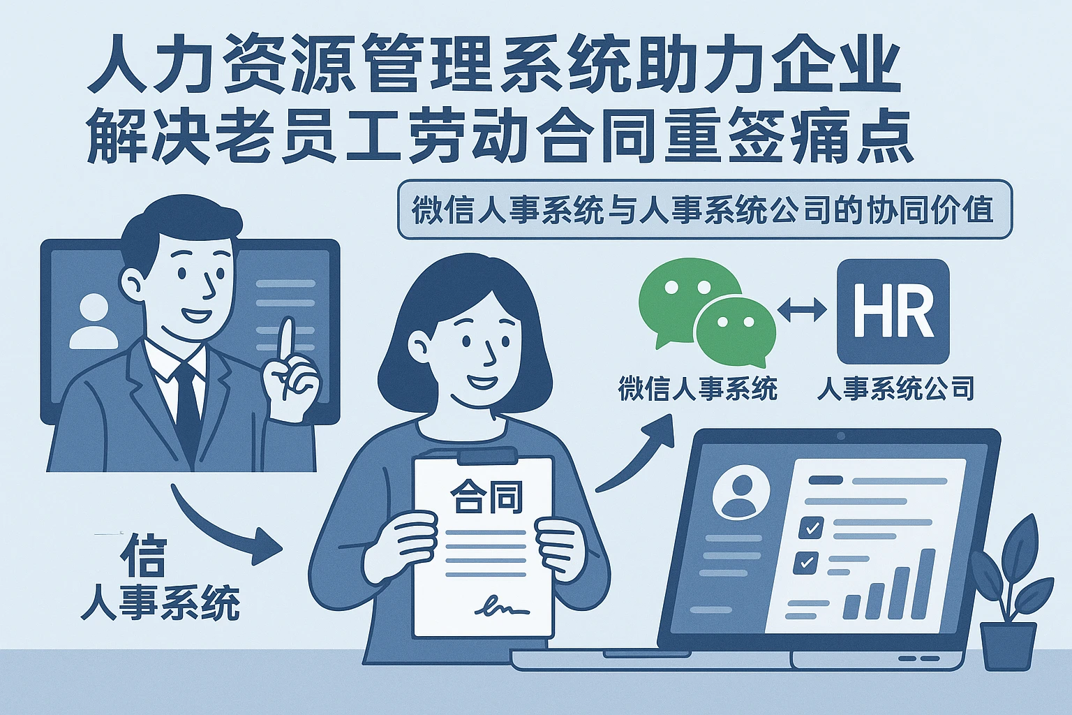 人力资源管理系统助力企业解决老员工劳动合同重签痛点——微信人事系统与人事系统公司的协同价值