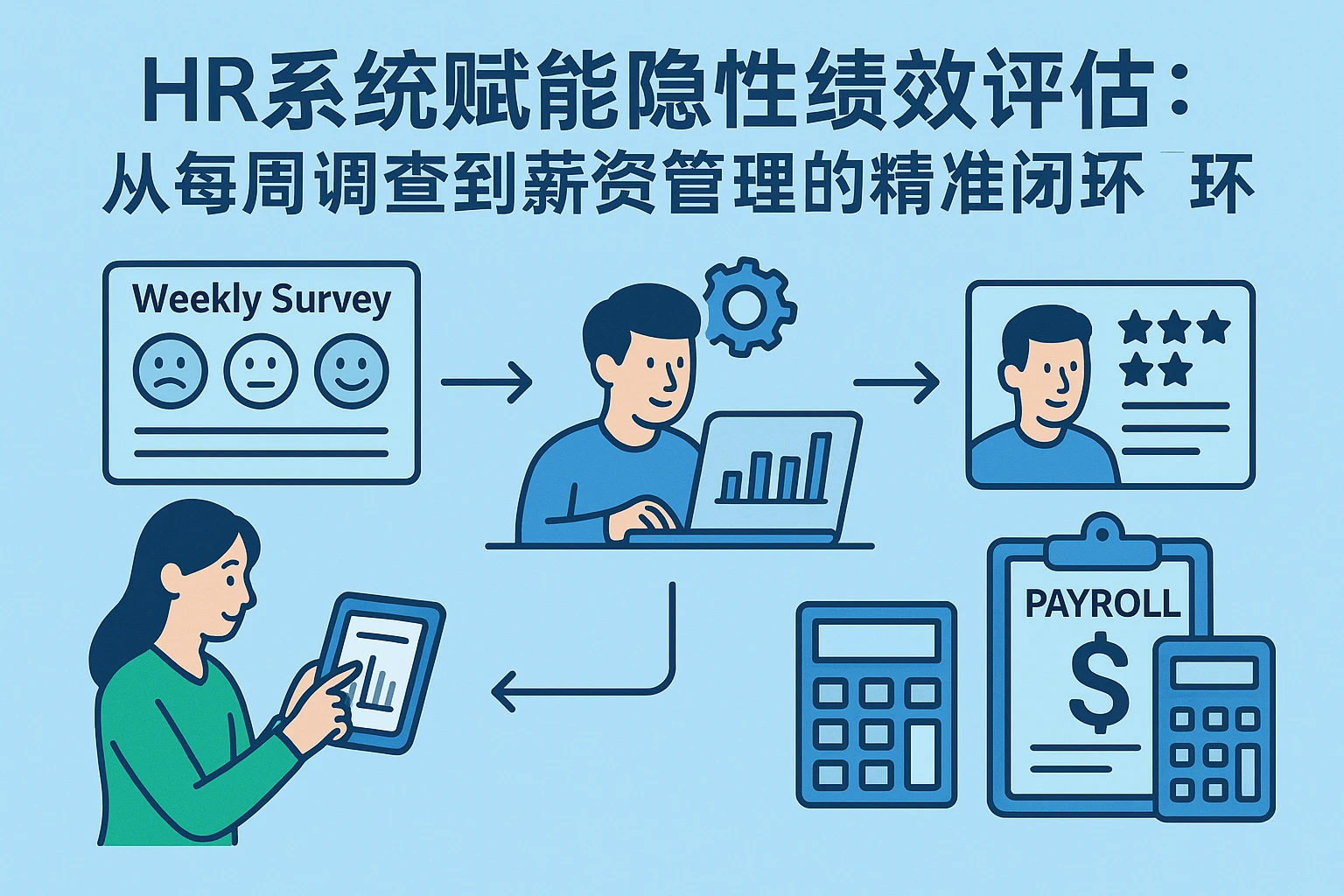 HR系统赋能隐性绩效评估:从每周调查到薪资管理的精准闭环