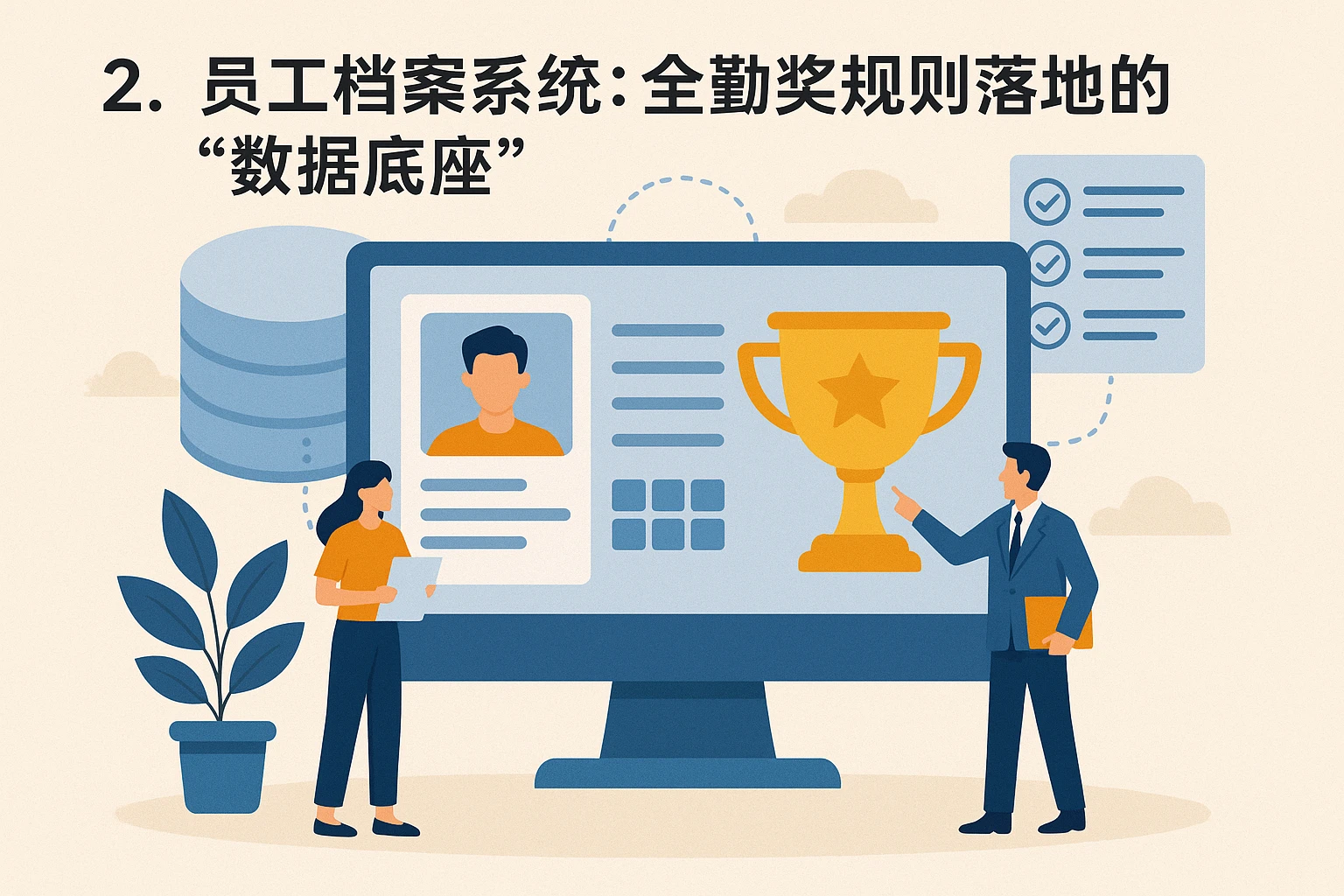 2. 员工档案系统：全勤奖规则落地的“数据底座”