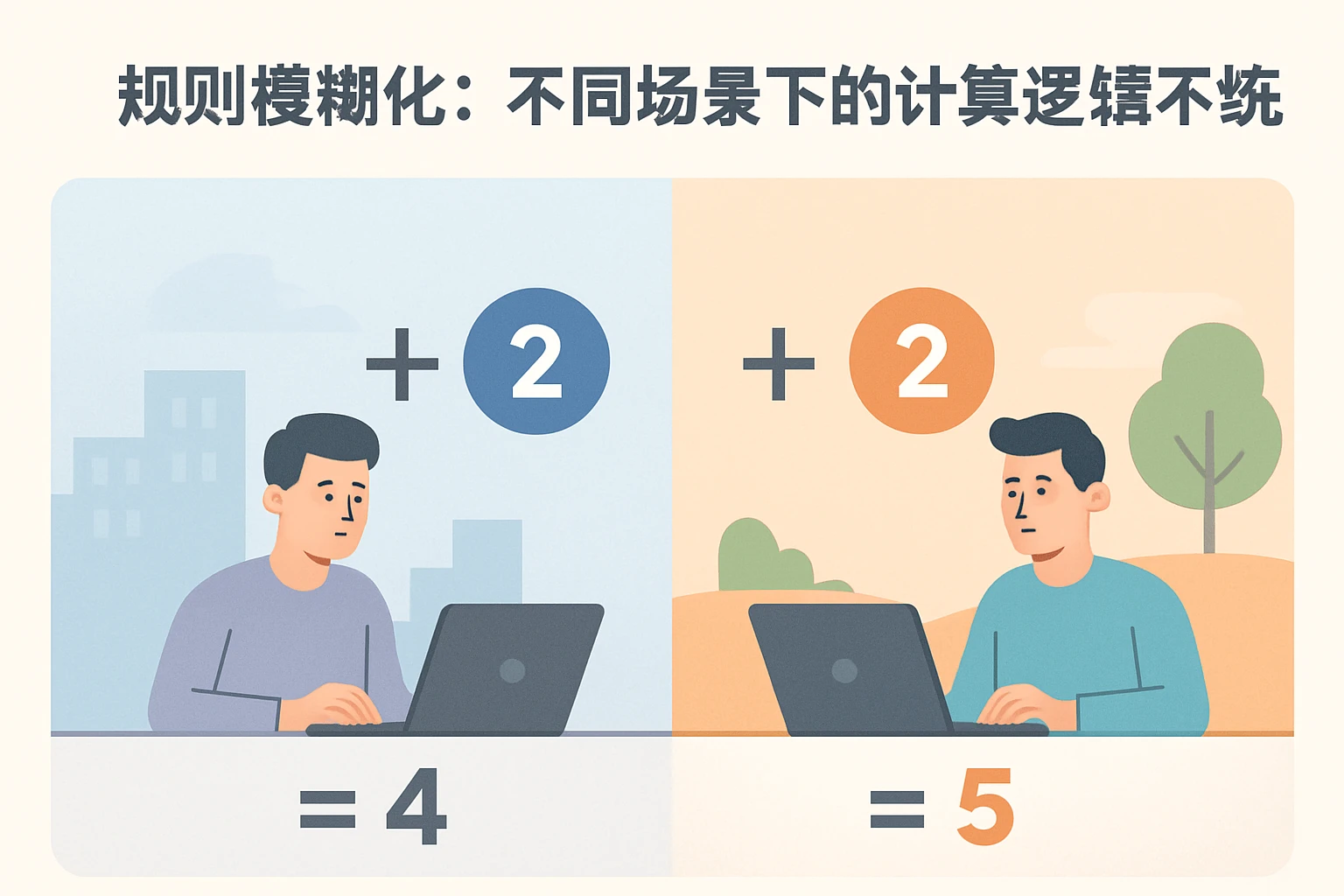 2. 规则模糊化：不同场景下的计算逻辑不统一