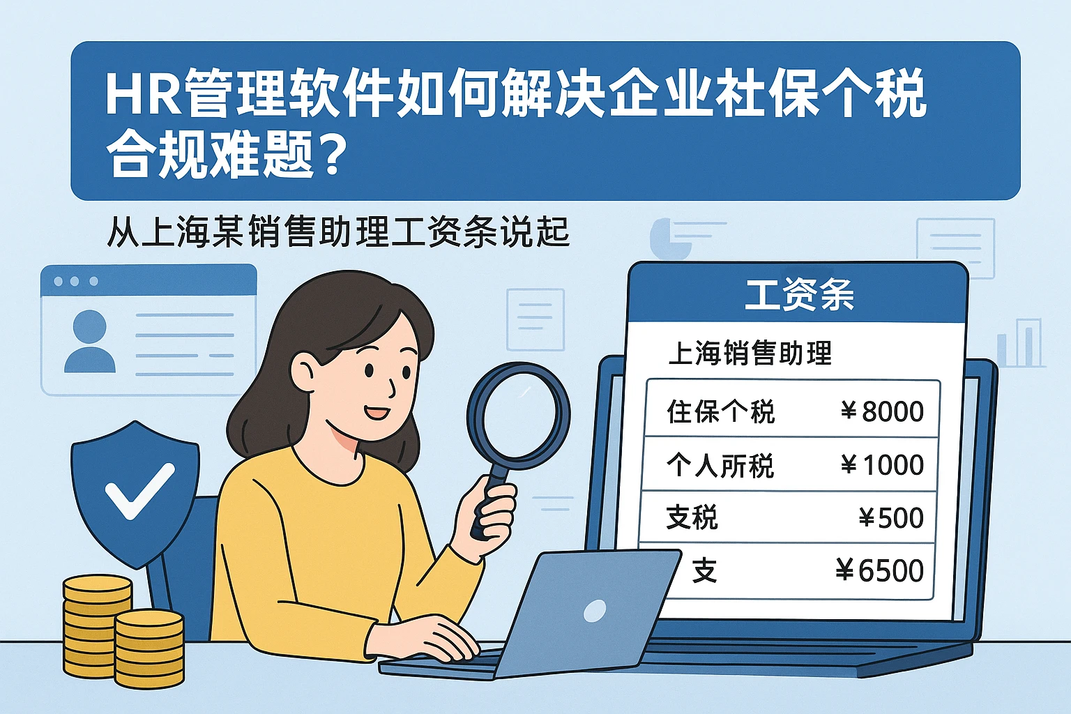 HR管理软件如何解决企业社保个税合规难题？从上海某销售助理工资条说起