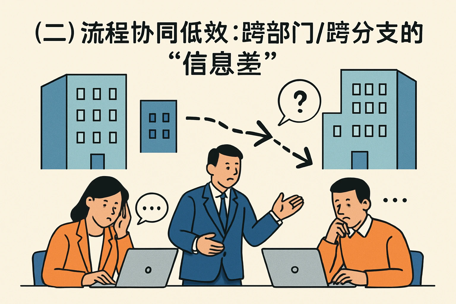 （二）流程协同低效：跨部门/跨分支的“信息差”