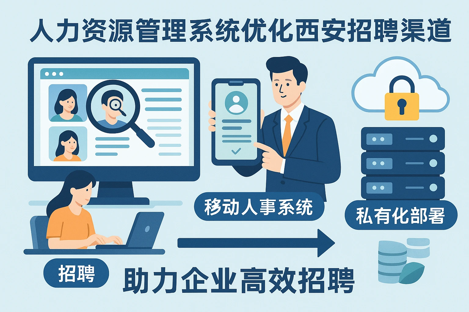 人力资源管理系统优化西安招聘渠道，移动人事系统与私有化部署助力企业高效招聘