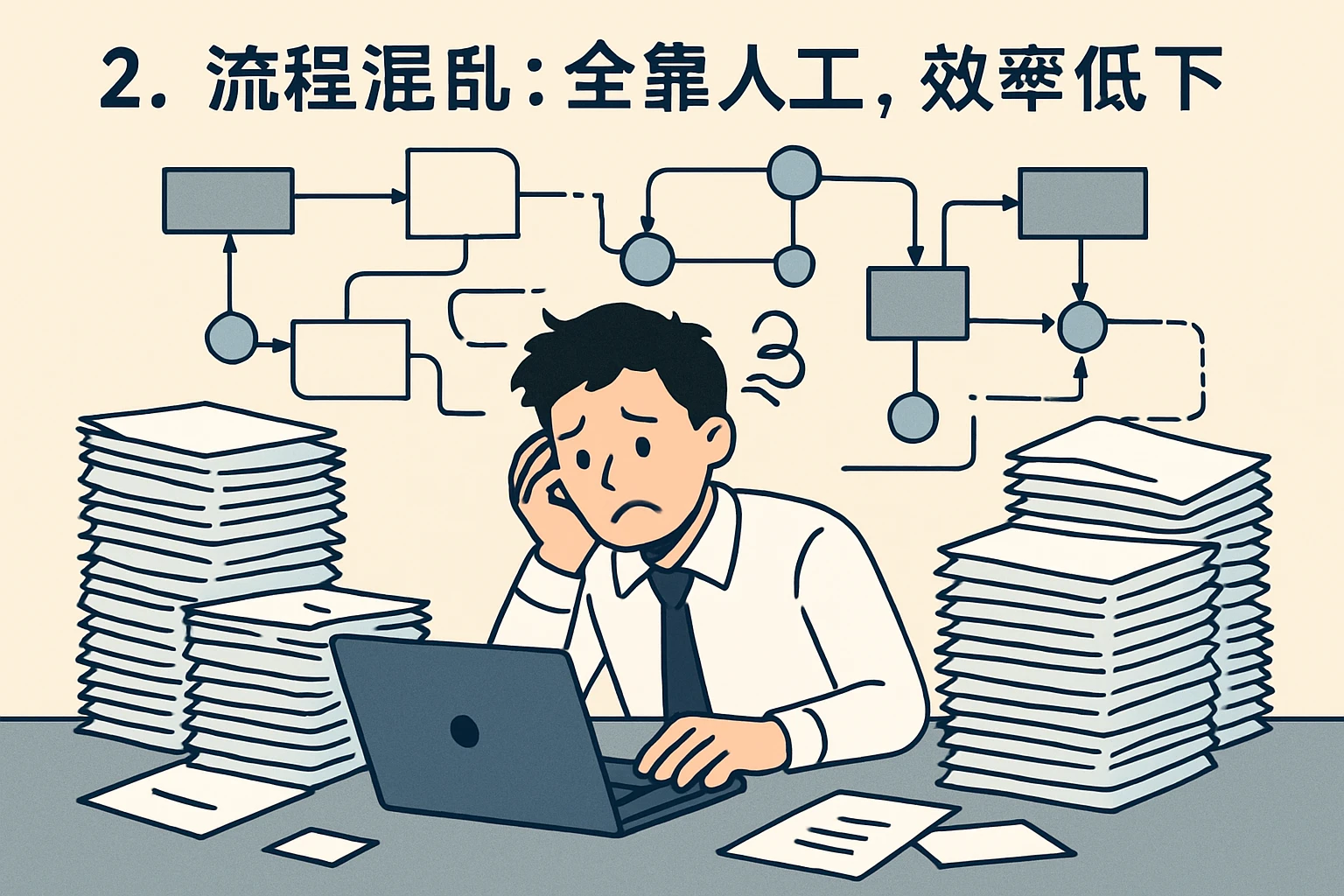 2. 流程混乱：全靠人工，效率低下