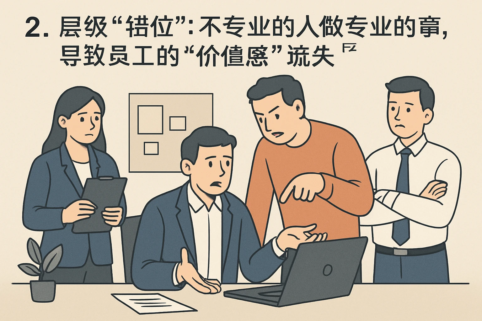 2. 层级“错位”:不专业的人做专业的事,导致员工的“价值感”流失