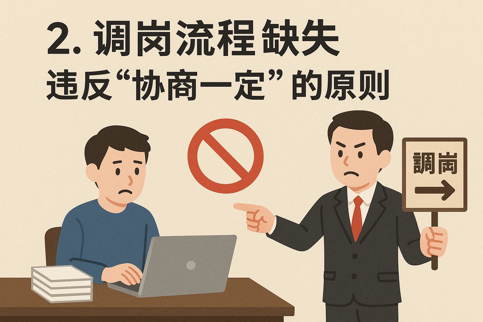 2. 调岗流程缺失:违背“协商一致”的原则