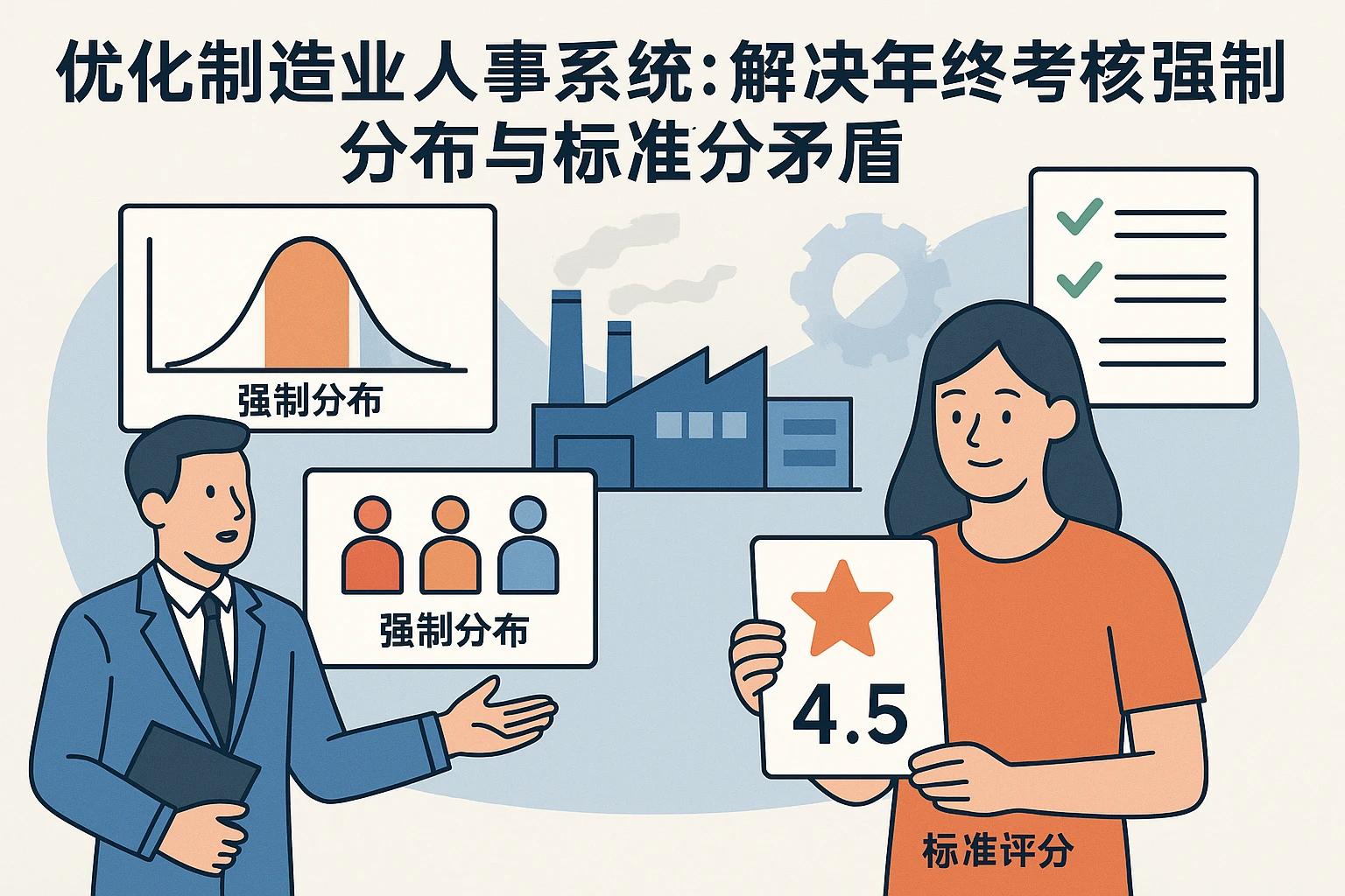 优化制造业人事系统：解决年终考核强制分布与标准评分矛盾