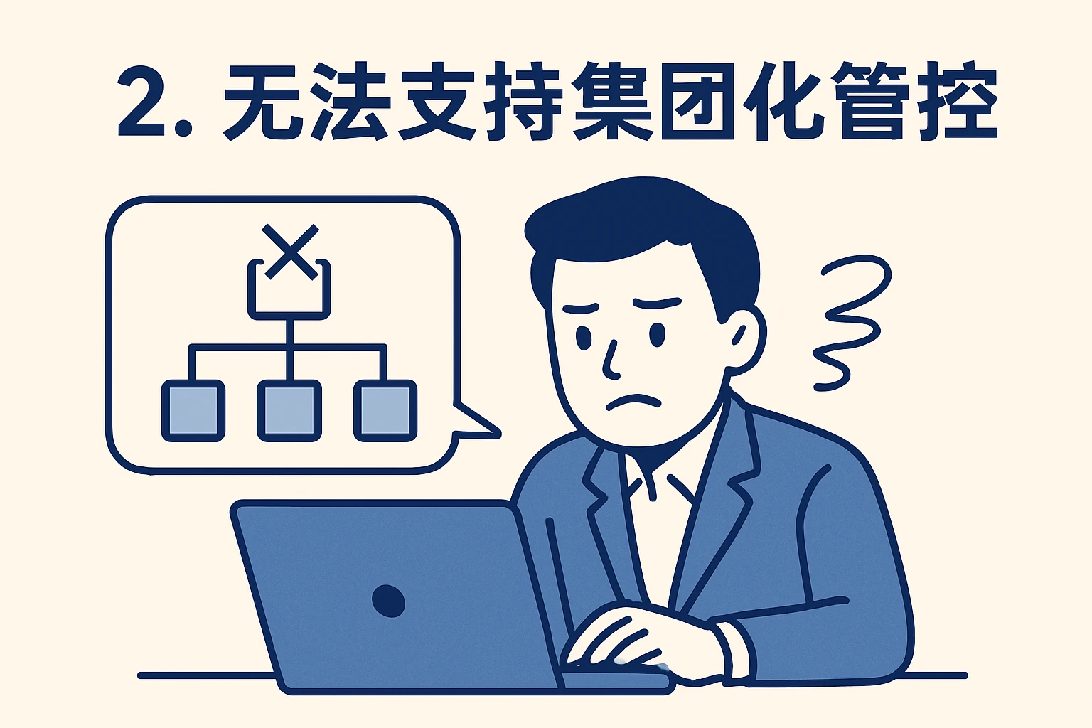 2. 无法支持集团化管控