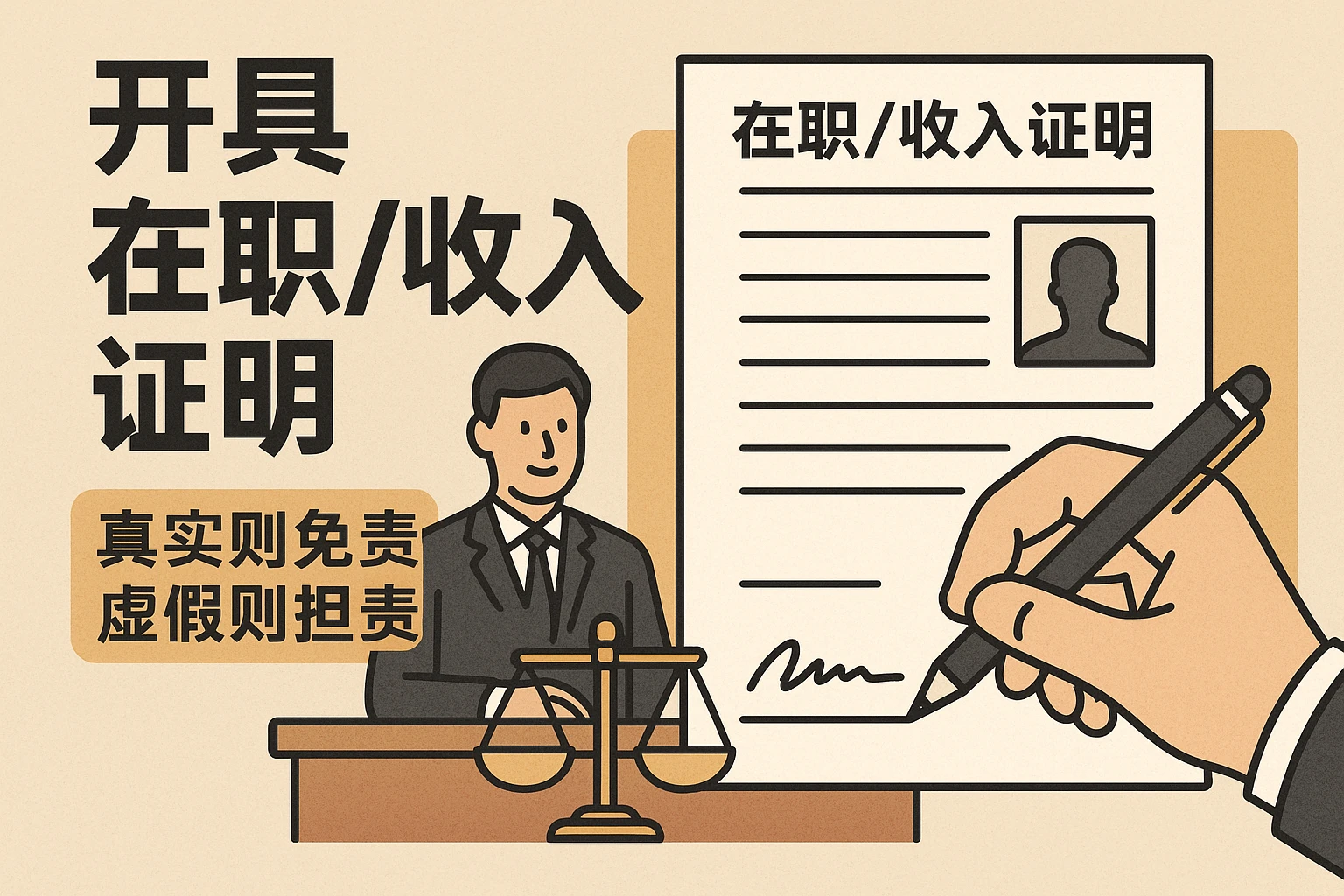 2. 开具在职/收入证明：真实则免责，虚假则担责