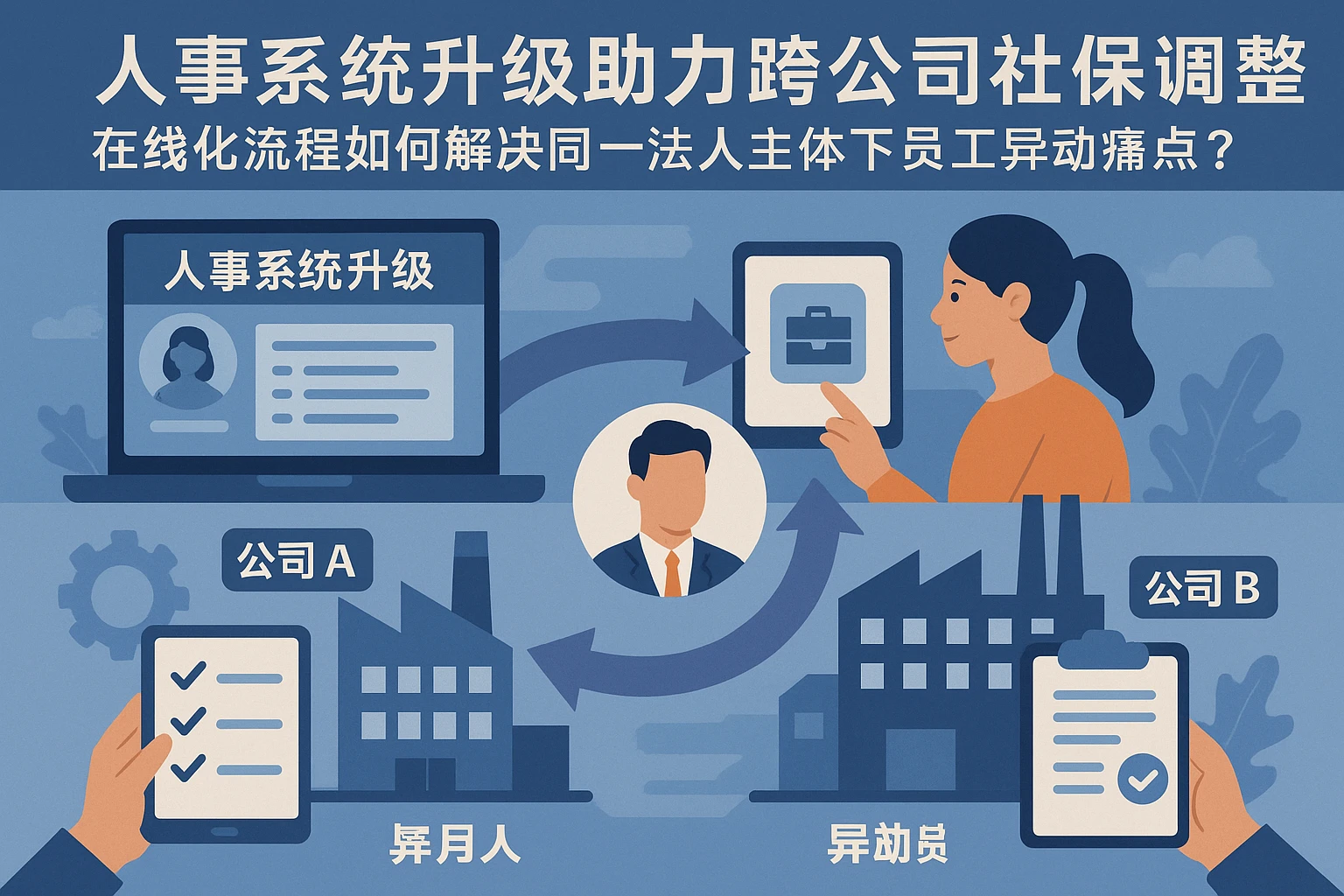 人事系统升级助力跨公司社保调整:在线化流程如何解决同一法人主体下员工异动痛点?
