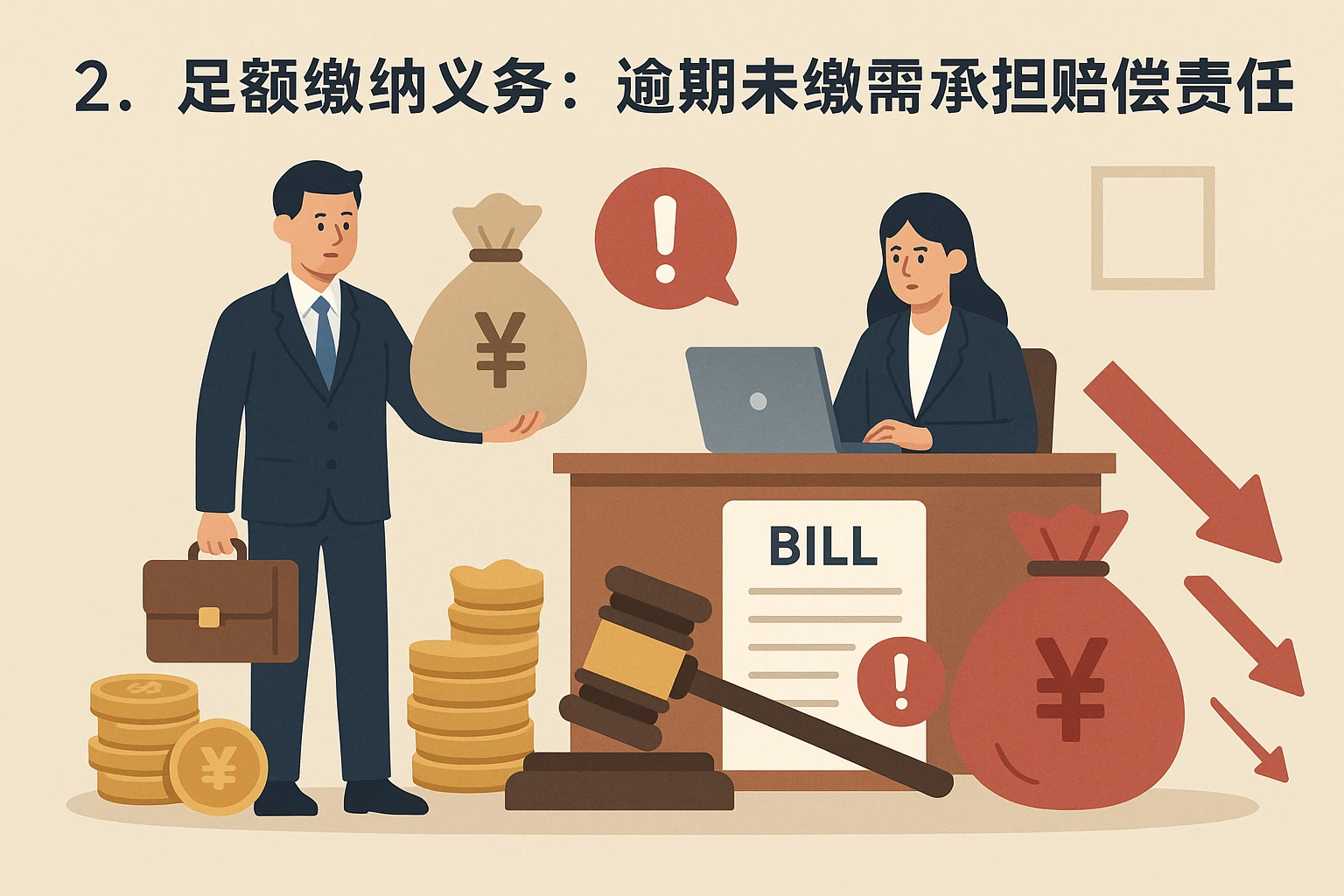 2. 足额缴纳义务：逾期未缴需承担赔偿责任