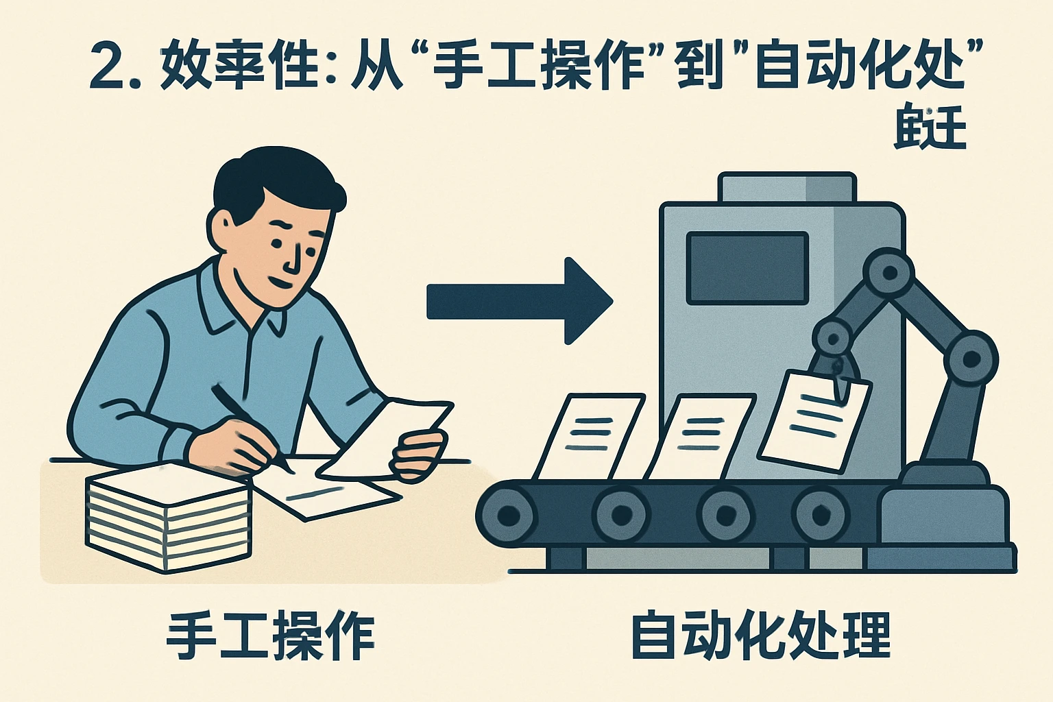 2. 效率性：从“手工操作”到“自动化处理”的跃迁