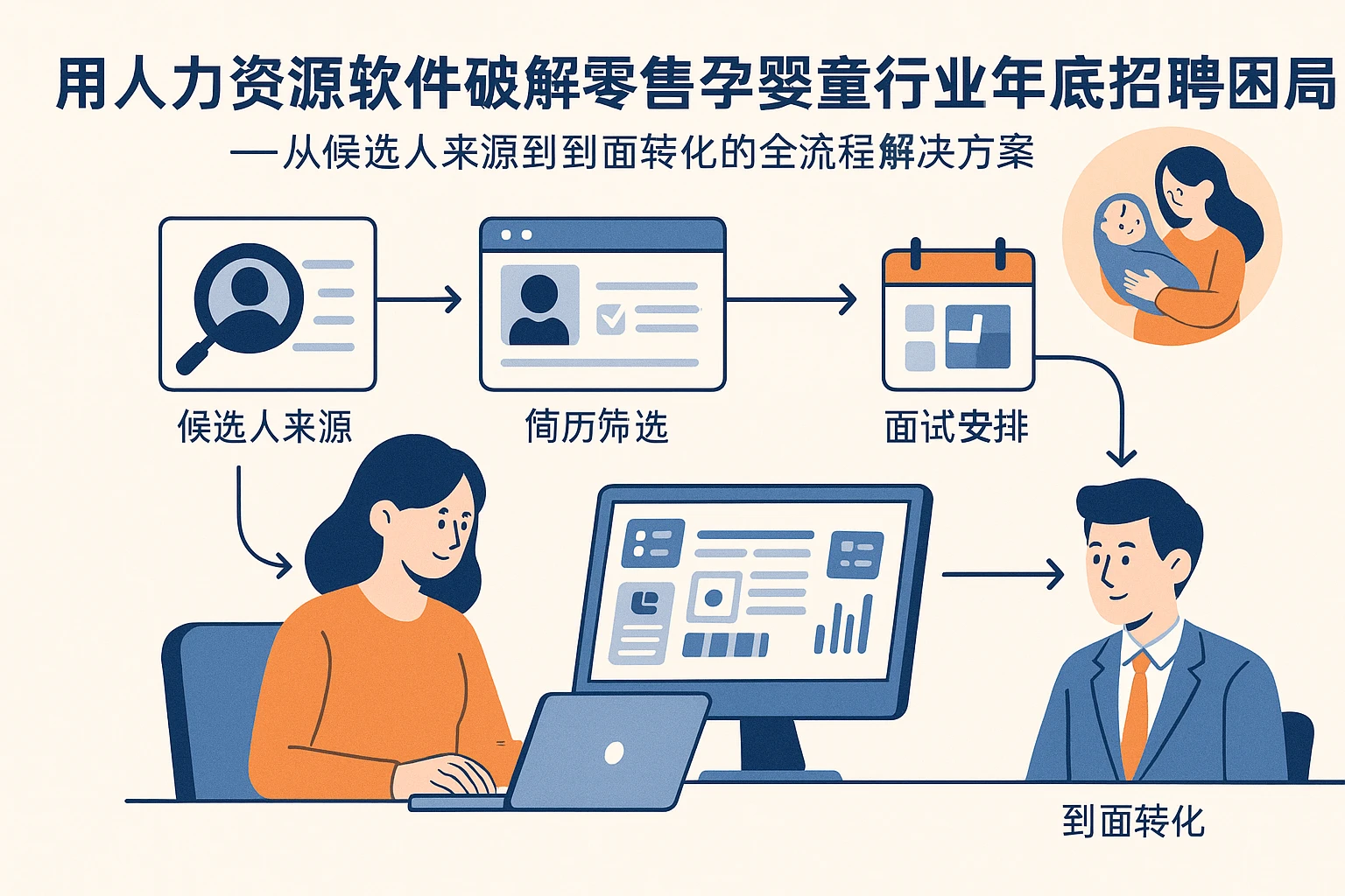用人力资源软件破解零售孕婴童行业年底招聘困局——从候选人来源到到面转化的全流程解决方案