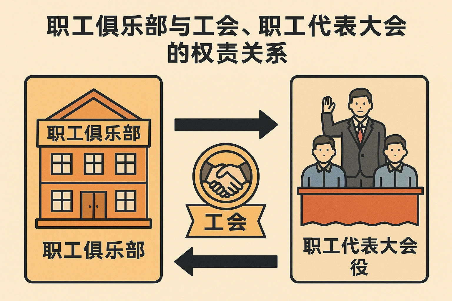 职工俱乐部与工会、职工代表大会的权责关系