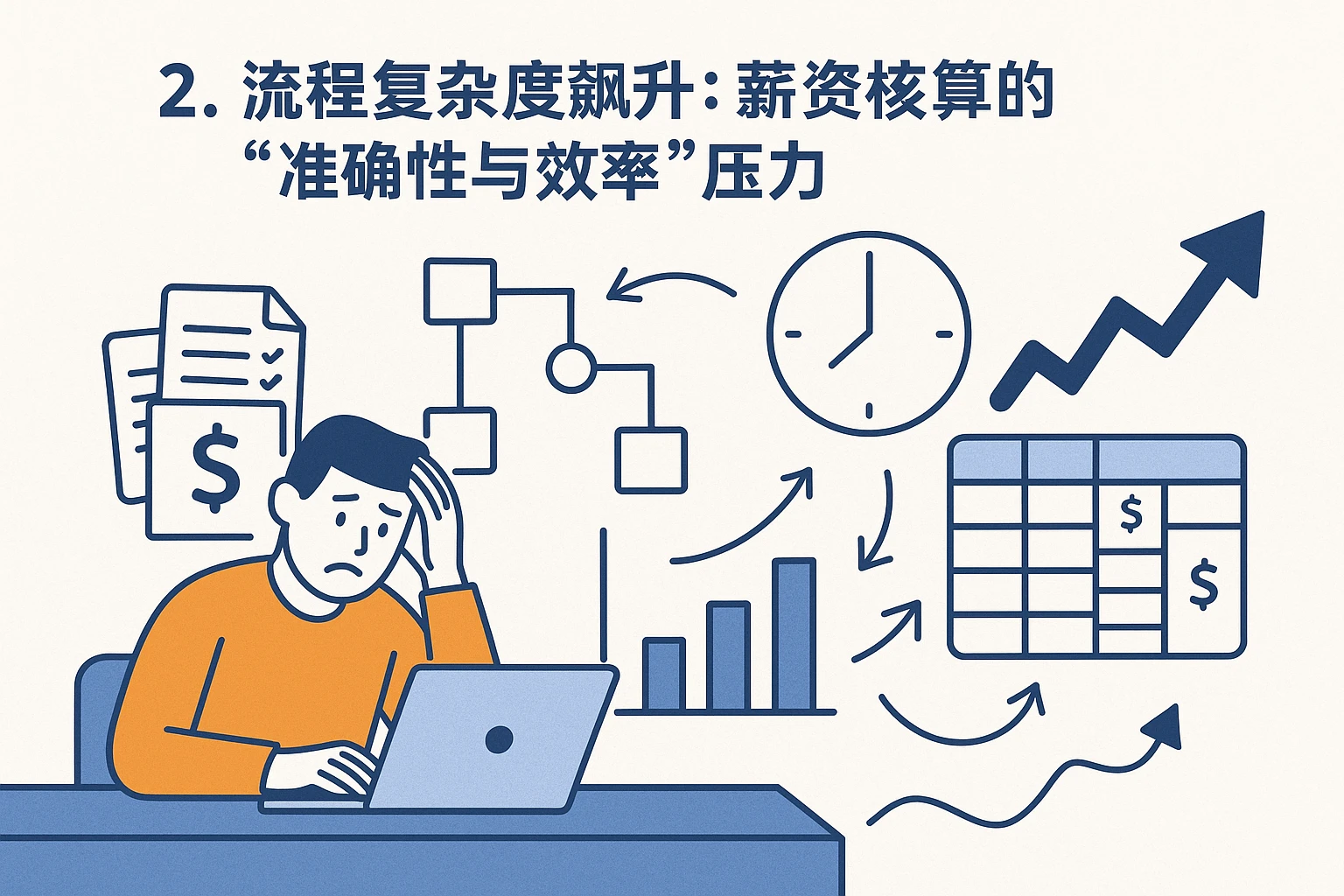 2. 流程复杂度飙升：薪资核算的“准确性与效率”压力