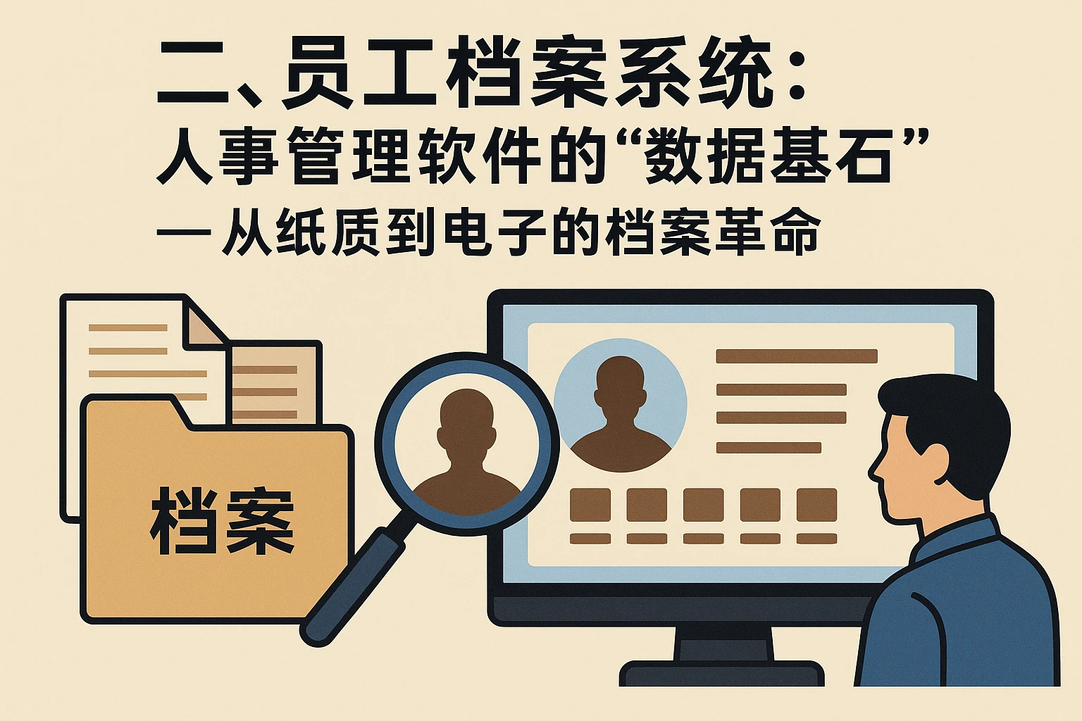 二、员工档案系统：人事管理软件的“数据基石”——从纸质到电子的档案革命
