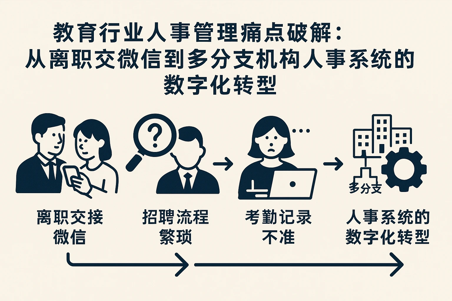 教育行业人事管理痛点破解:从离职交微信到多分支机构人事系统的数字化转型