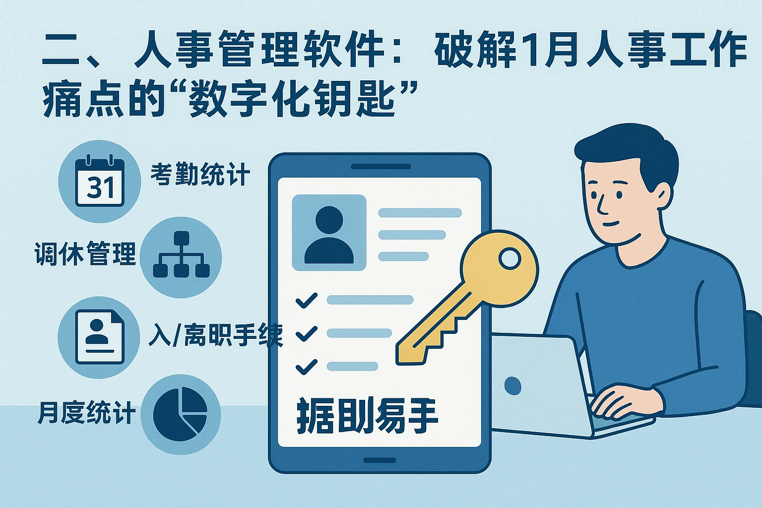 二、人事管理软件:破解1月人事工作痛点的“数字化钥匙”