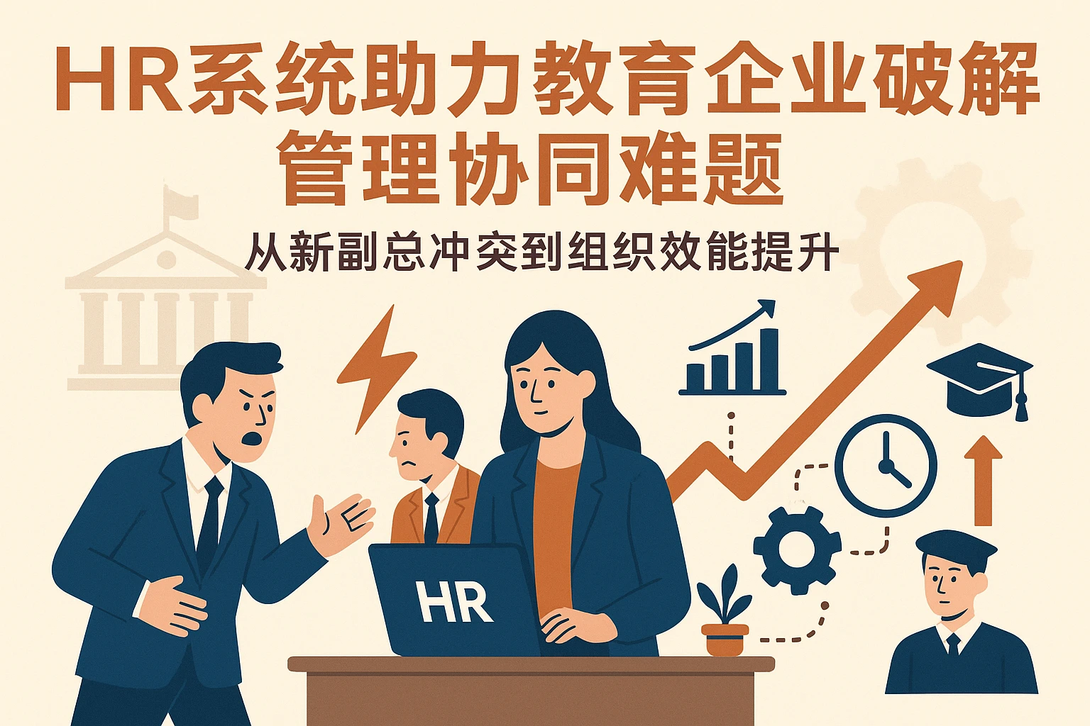 HR系统助力教育企业破解管理协同难题:从新副总冲突到组织效能提升